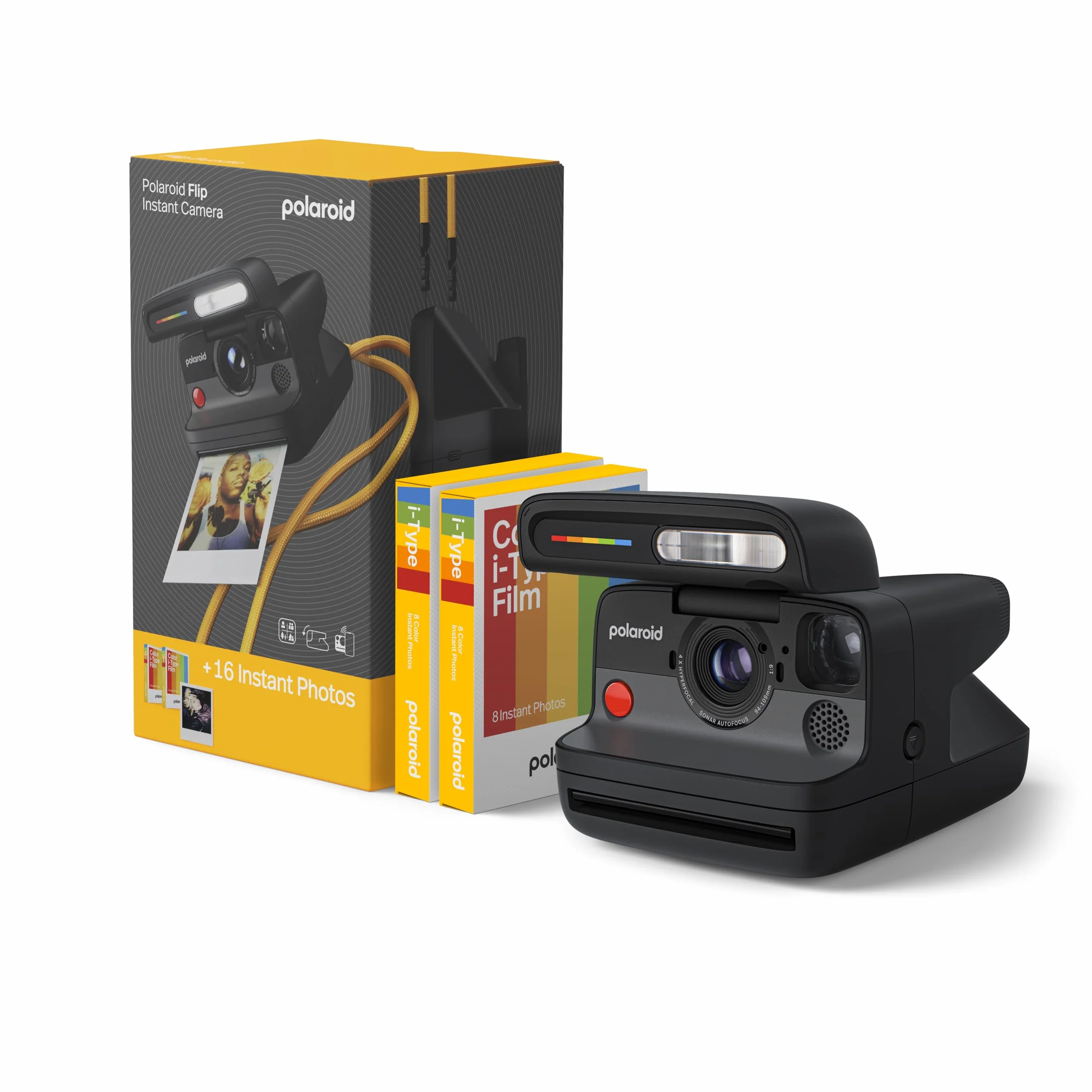 Polaroid Flip - Pack Appareil Photo instantané Noir + Film Couleur (16 Photos)
