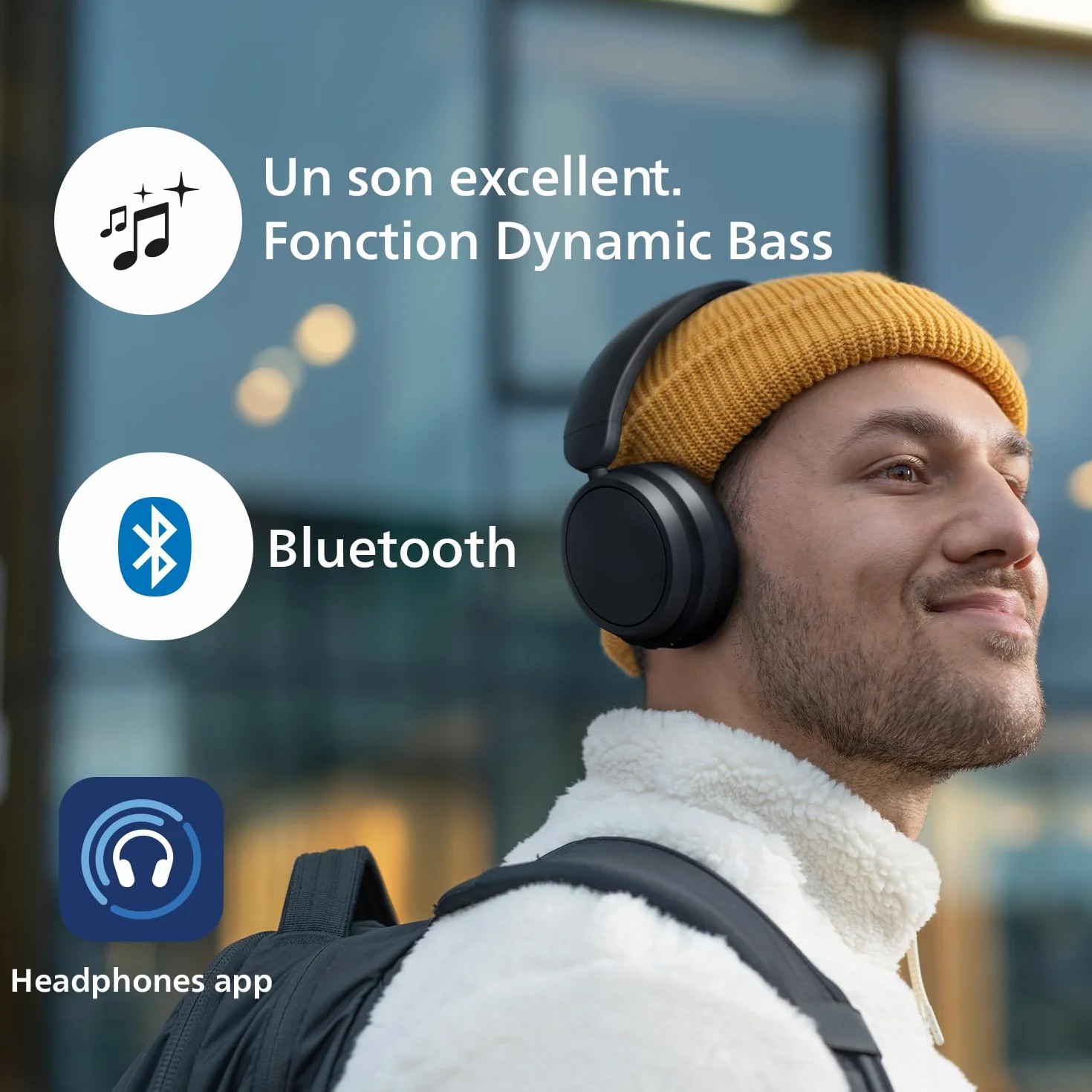 Philips TAH5219BK/00 Casque Bluetooth sans Fil Léger on‑Ear – Jusqu’à 65 h d’autonomie, Son Naturel, appels clairs, Basses dynamiques, Recharge USB‑C 2 h, Housse Souple – Noir