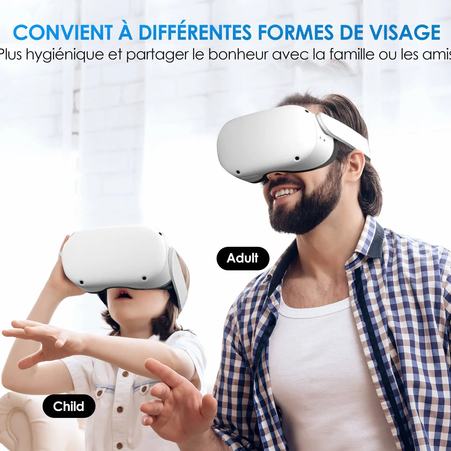 Interface Faciale pour Oculus Meta Quest 2 Accessoires Kit 7 en 1 avec Coussin de Protection