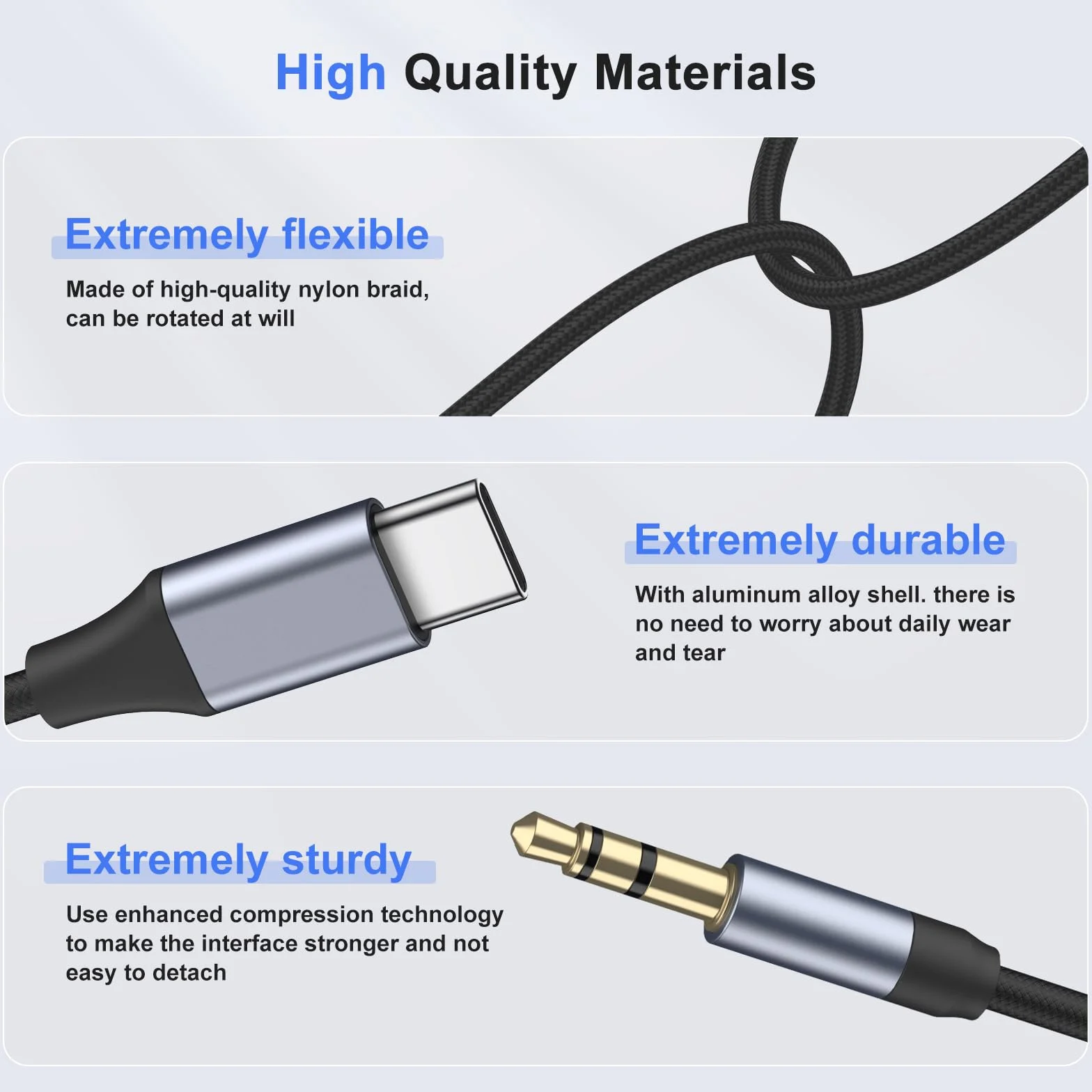 Câble USB C vers 3.5mm Jack DAC Audio AUX pour iPhone 17 16 15 Pro Max, Galaxy S24/S23/S22 Ultra (Noir)