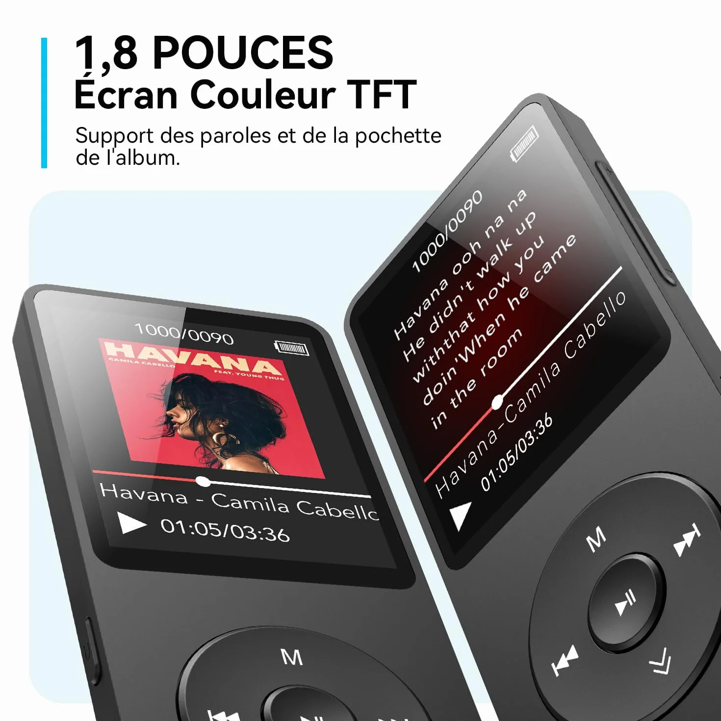 AGPTEK Lecteur MP3 Bluetooth 5.3 32Go HiFi sans Perte 70H Autonomie Baladeur Portable Radio FM Enregistrement