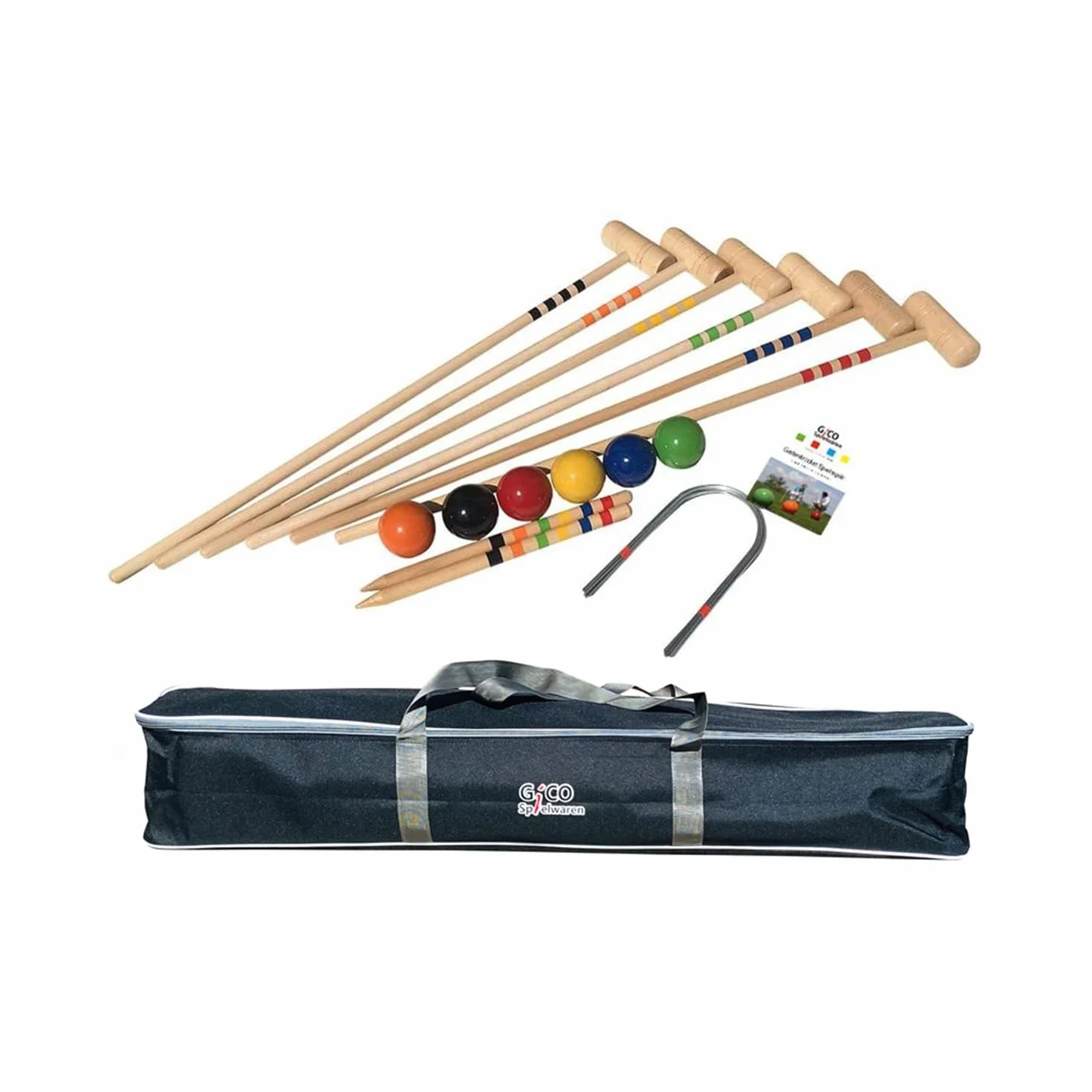 GICO Jeu de Croquet 6 Joueurs Maillets Taille Adulte 100 cm Sac de Transport