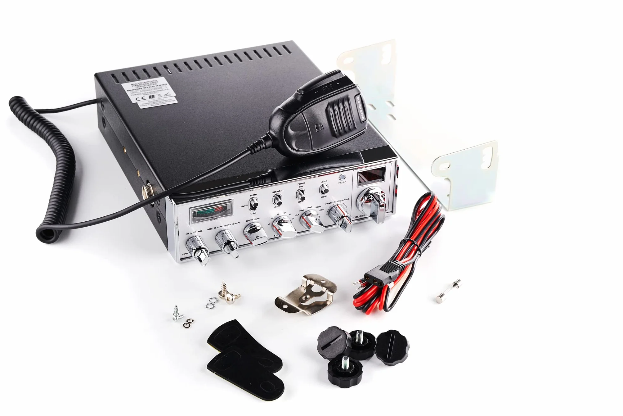 Super Star 3900 Émetteur-Récepteur Mobile CB 27 MHz AM/FM/USB/LSB, 12W SSB, Noir et Argent