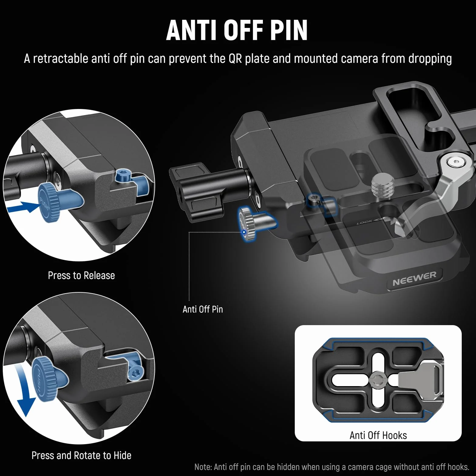 NEEWER Plaque Pliable pour Batterie V Mount et Plaque Base Type Arca Dégagement Rapide, Rig Vidéo Léger pour Caméra DSLR Compatible avec SmallRig Batterie V Mount DJI RS4 RS3 Stabilisateur, PS015 Pro