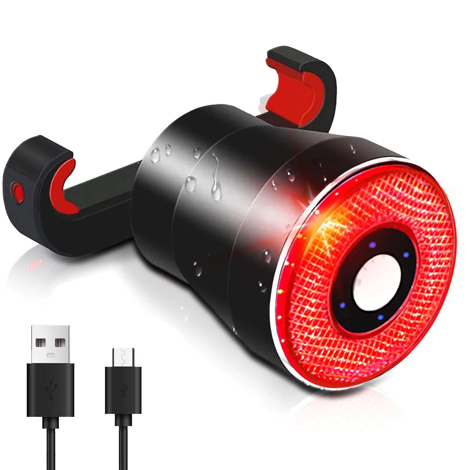 EBUYFIRE Feu arrière vélo Intelligent USB Rechargeable IPx6 Etanche 4 Modes LED