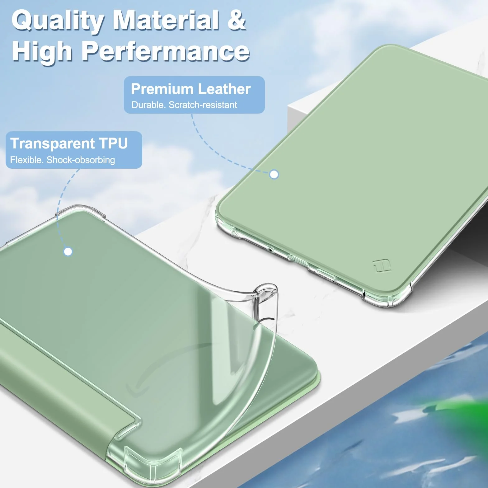 FINTIE Étui pour 6" Kindle (11e Génération, Modèle 2024/2022), Étui Transparent en TPU Souple Housse Veille/Réveil Auto, Vert Agave