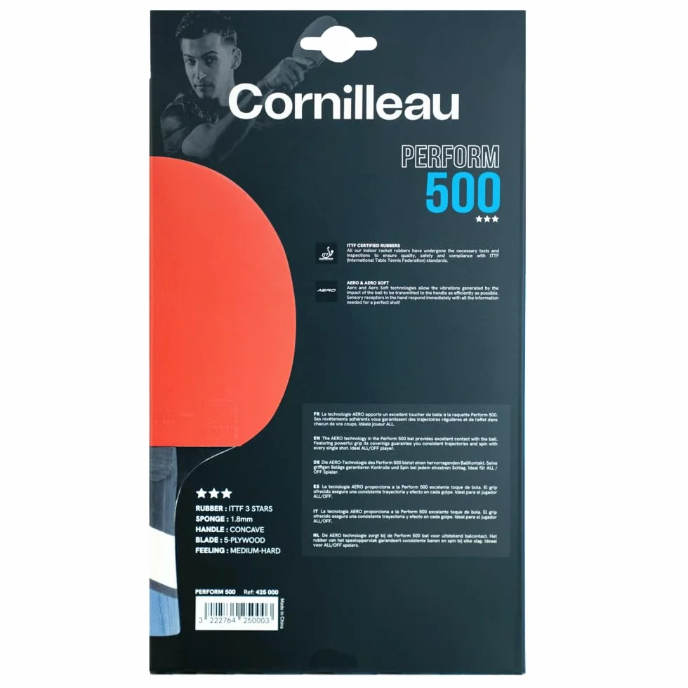 CORNILLEAU Perform 500 Raquette de ping Pong d'intérieur ITTF 3 étoiles