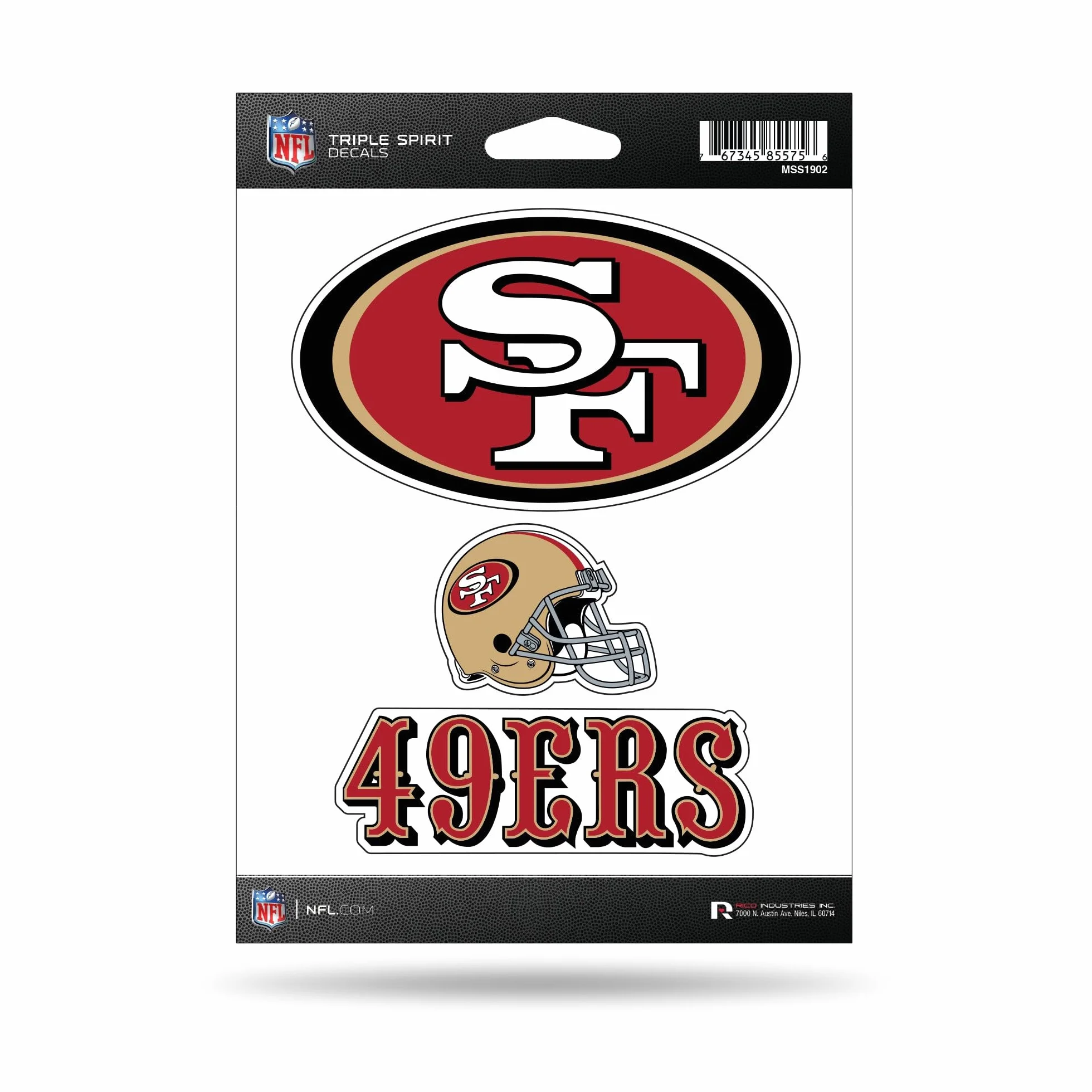 Rico Industries NFL San Francisco 49ers Die Cut Lot de 3 autocollants