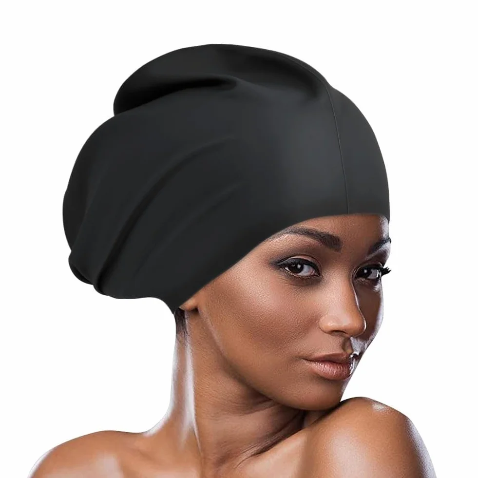 Bonnet de Bain Grand Silicone Imperméable Extra-Large pour Cheveux Longs Homme Femme