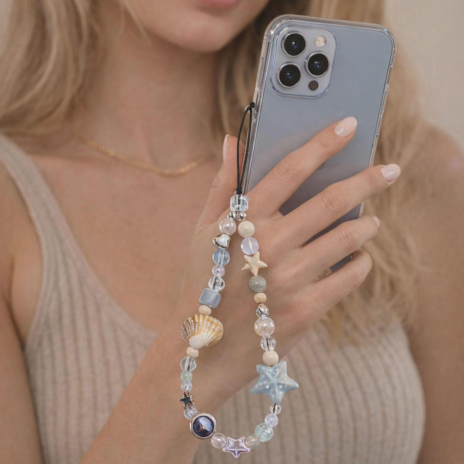 Strap pour téléphone Portable, Dragonne de Caméra, Collier de Perles, Accessoire Mignon, Pochette de Téléphone Universel pour iPhone 17 Pro Max