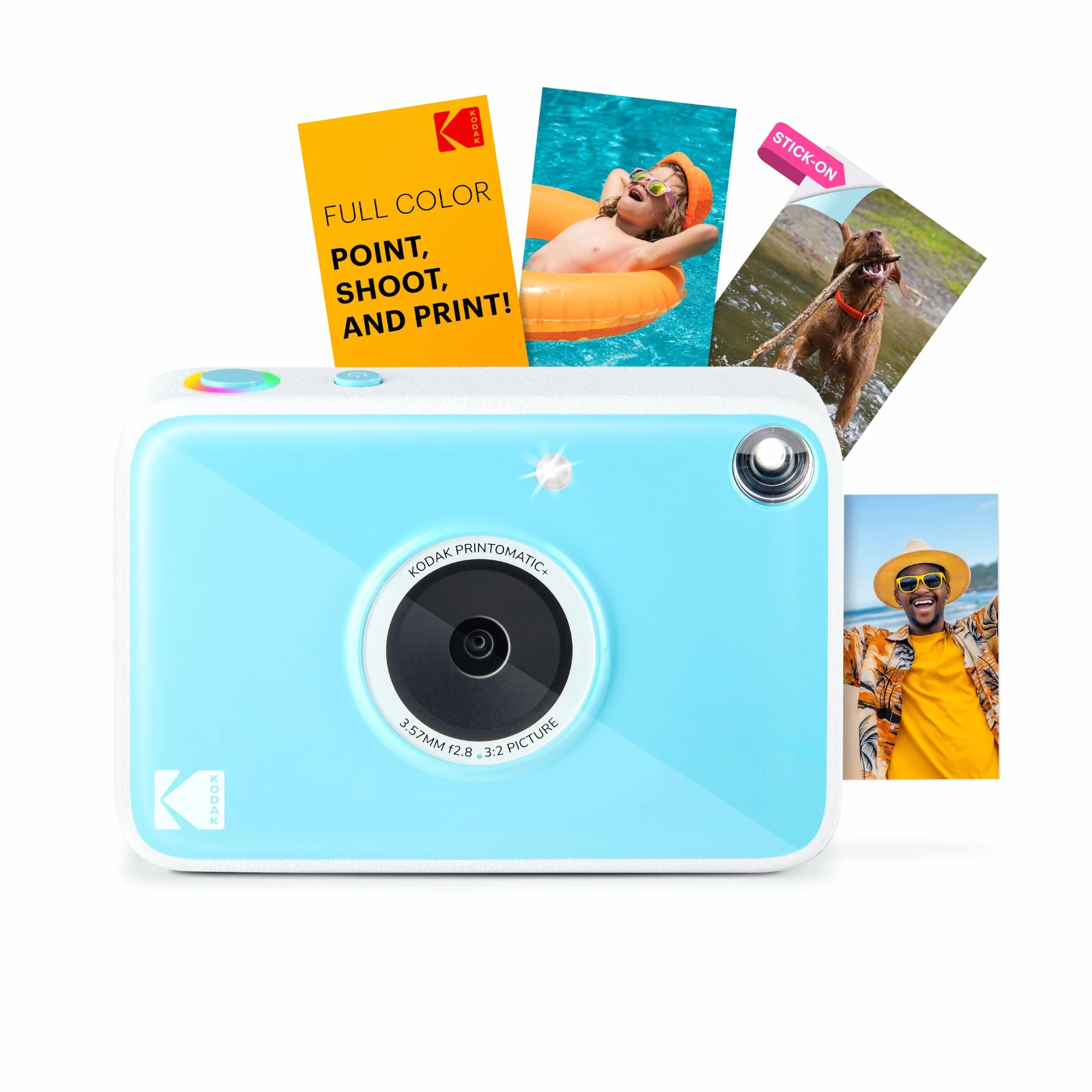 KODAK Printomatic+ Appareil Photo numérique instantané 10 MP, Impressions Couleur sur Papier Photo Zink 2 x 3 (5,1 x 7,5 cm) à Dos adhésif, indicateur d'état LED RV, Bleu