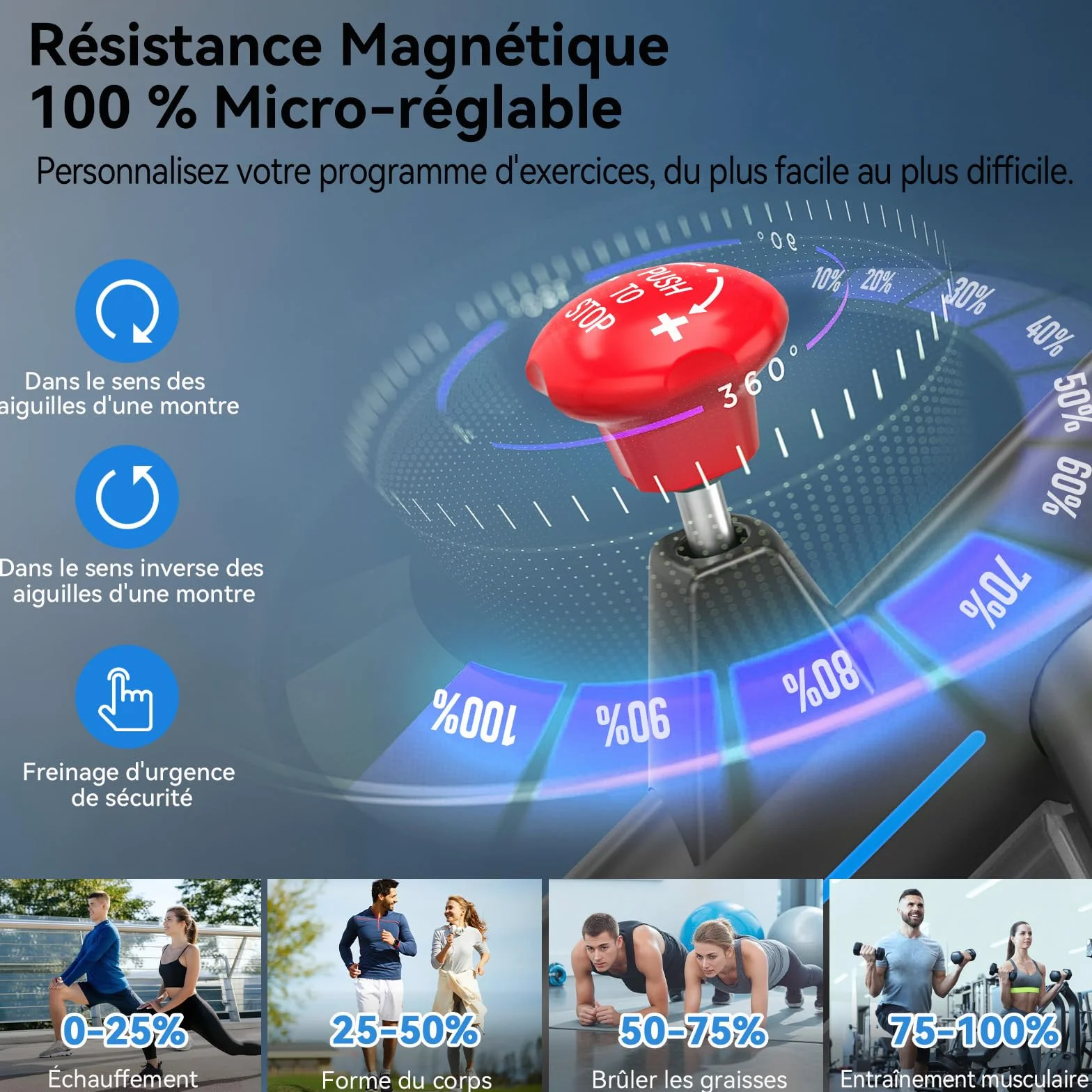 Wenoker Vélo d'Appartement avec APP, Résistance Magnétique Réglable, écran LCD, Capacité Max 160 kg