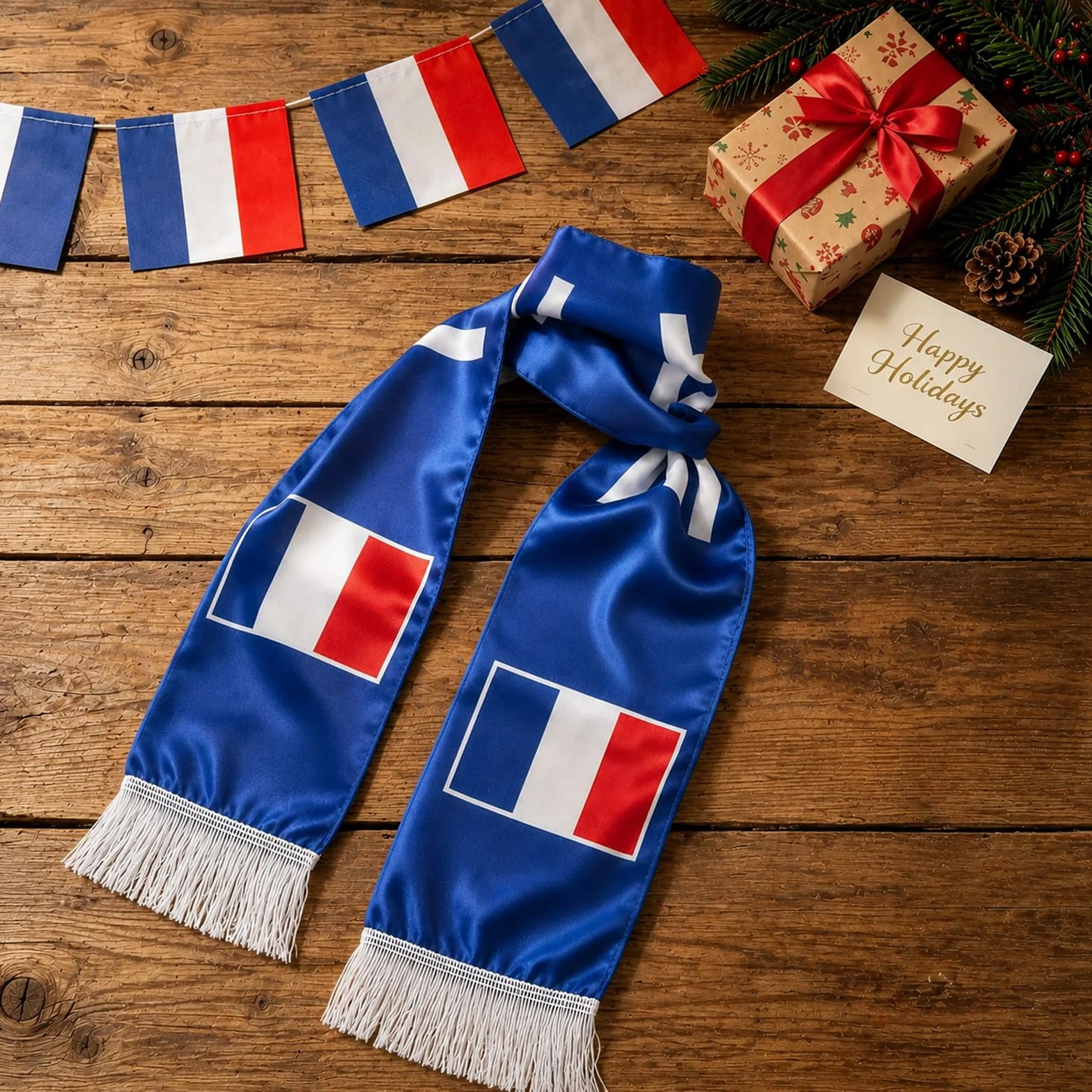 Écharpe de Supporter France 136x15 cm - Écharpe de Foot Couleurs Bleu/Blanc - Accessoire Fan Coupe du Monde 2026