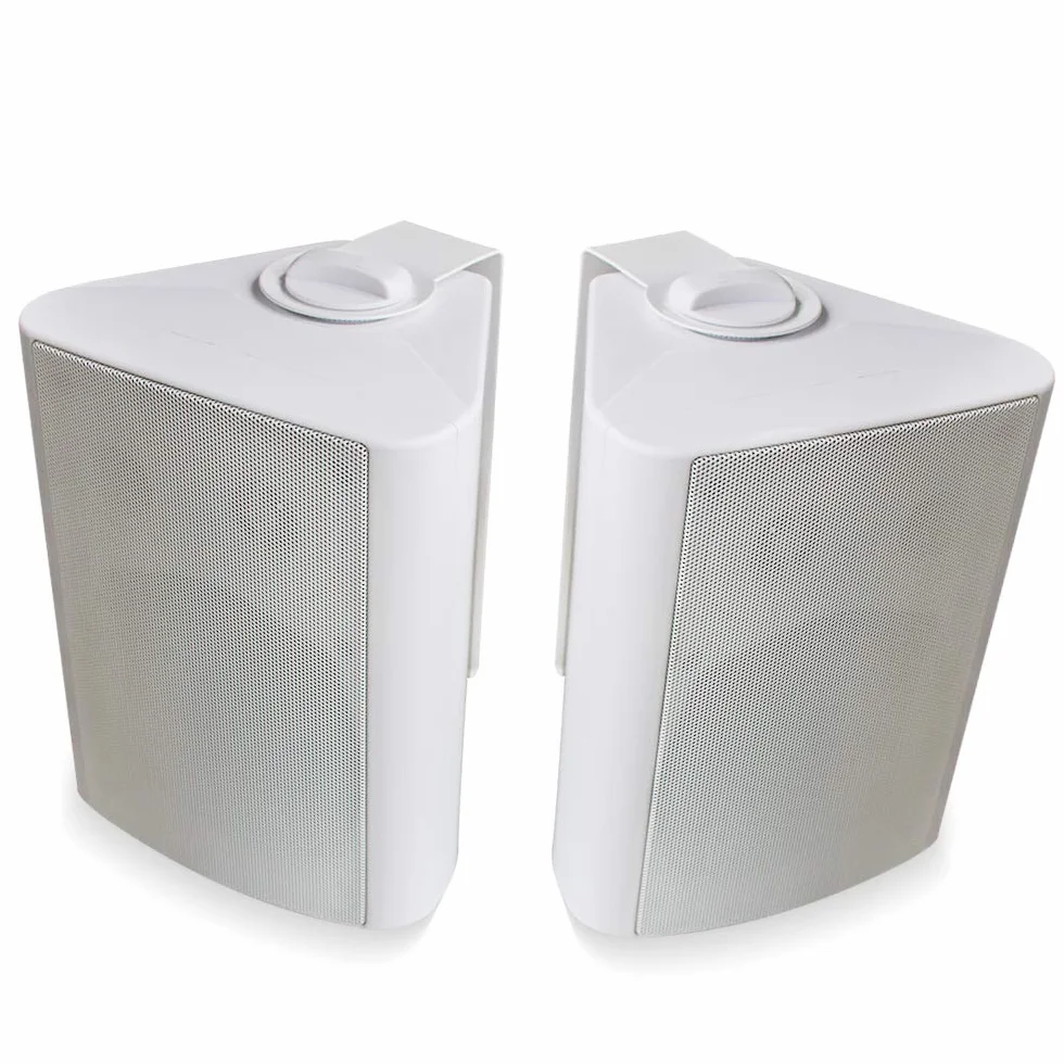 Herdio Haut-parleurs extérieurs passifs 5,25 Pouces câblés étanches, 300 Watts Haut-parleurs murales Tout Temps pour Patio, intérieur, terrasse, Jardin (1 Paire, Blanc)