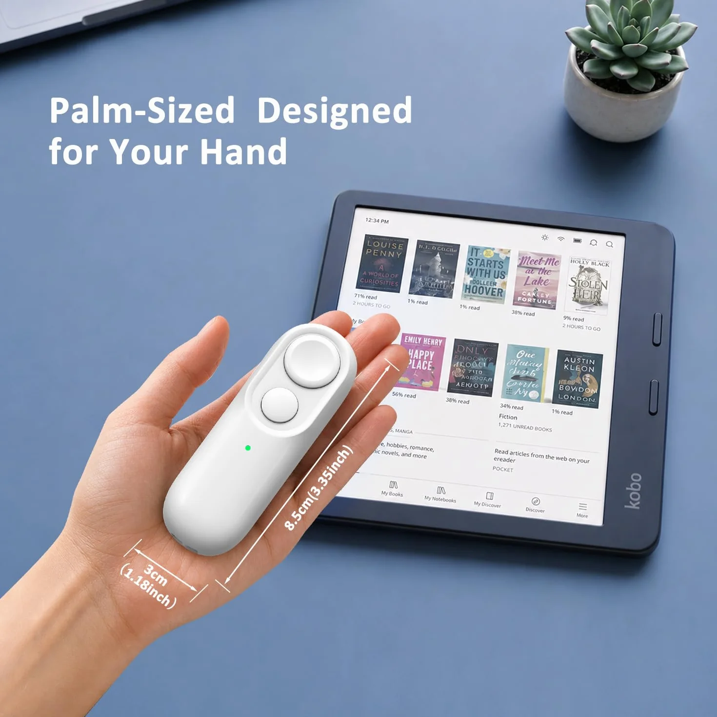 Télécommande Tourne Page Bluetooth pour Kobo, Blanc