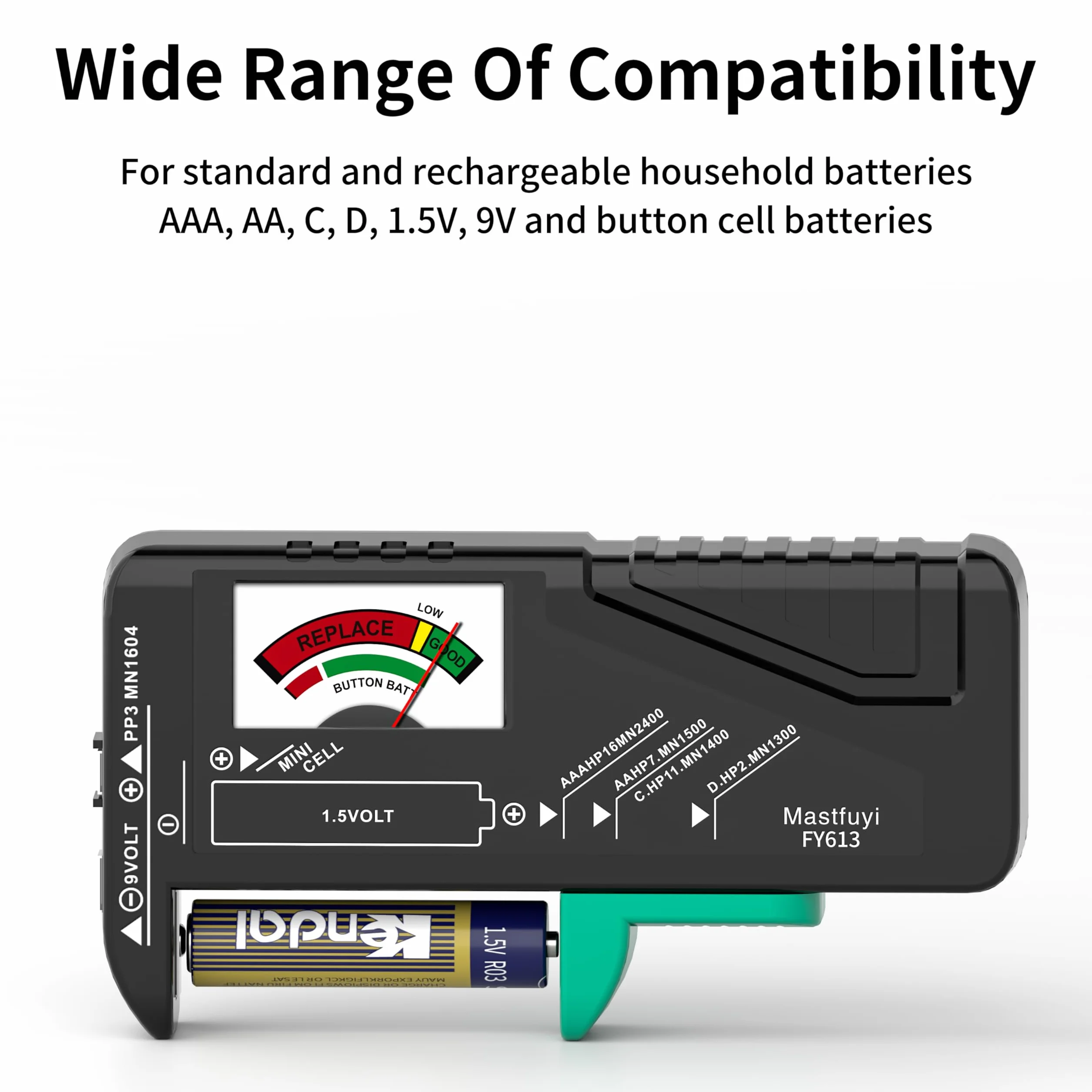Testeur de batterie universel 9V 1,5V AAA AA C D pour piles bouton