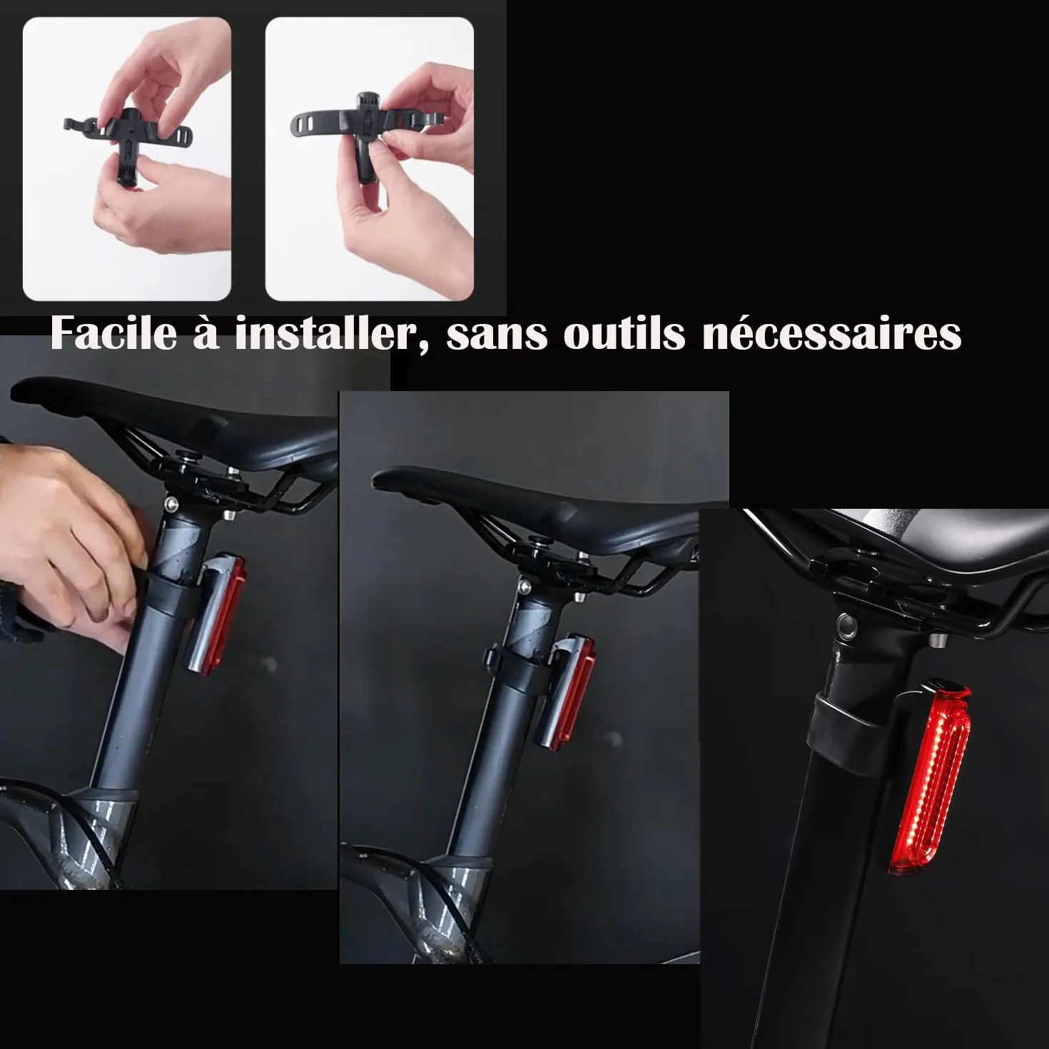 Lampe LED Vélo Arrière Rechargeable USB 120lm IPX6 5 Modes