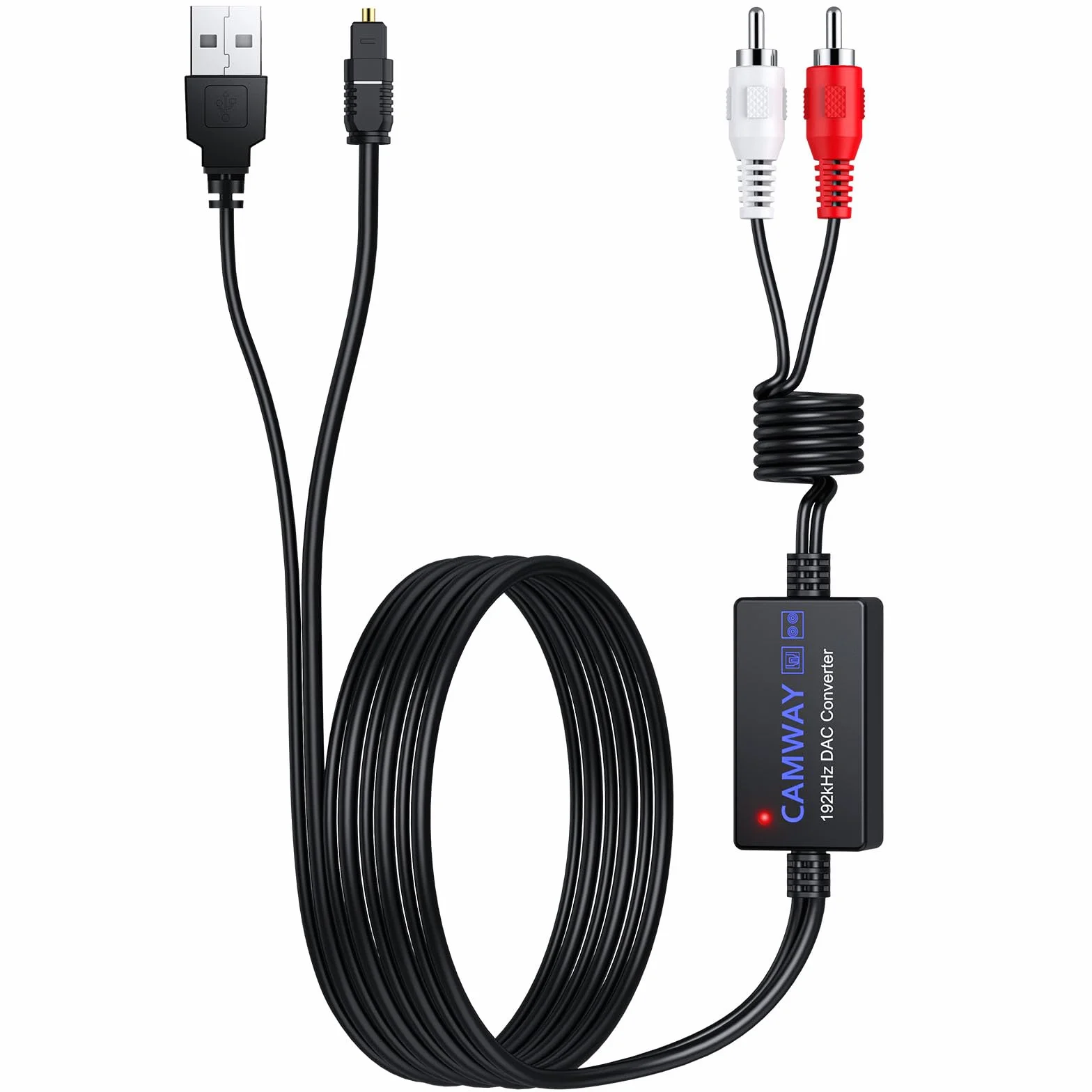Convertisseur Optique RCA SPDIF 192kHz avec Câble Intégré 1,75m pour HDTV Xbox DVD Blu-Ray