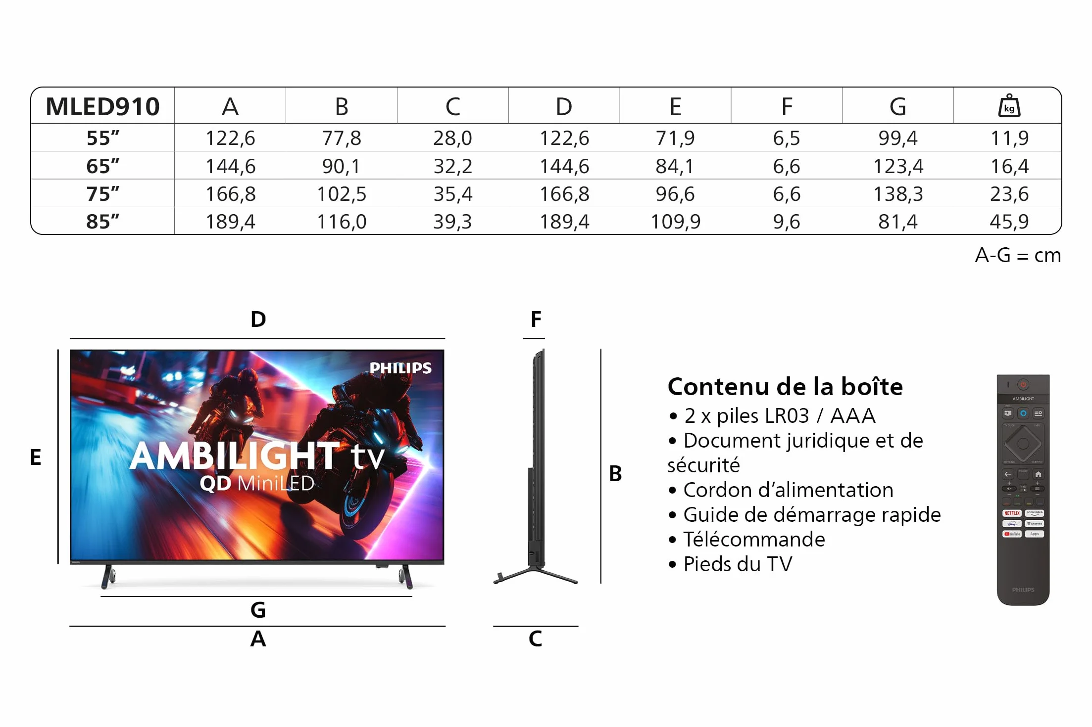 PHILIPS Ambilight 55MLED910 'The Xtra' Mini LED 4K Smart TV - Écran 55 Pouces avec P5 Perfect Picture Engine Ultra HD, Titan OS, Dolby Vision et Son Dolby Atmos