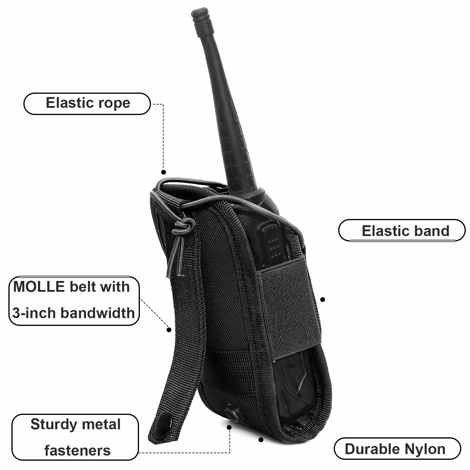 Tactique Titulaire Cas Étui Molle Pochette de Ceinture Nylon Étui de Radio Tactique Molle pour Gilet étui Universel réglable pour Talkie-walkie Sac pour Radio Portable ou Talkie-walkie