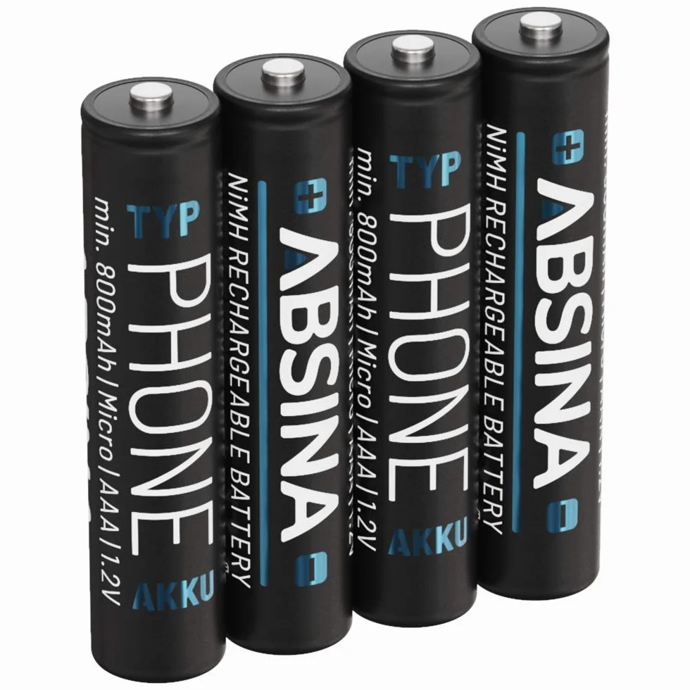 ABSINA 4X AAA Batterie Gigaset 800 mAh NiMH 1,2V - Piles pour téléphone Batteries, Pile pour Telephone Fixe sans Fil - Compatible avec A400 A415 AS405 A510 AS690 C430 C530HX E560 CL660HX