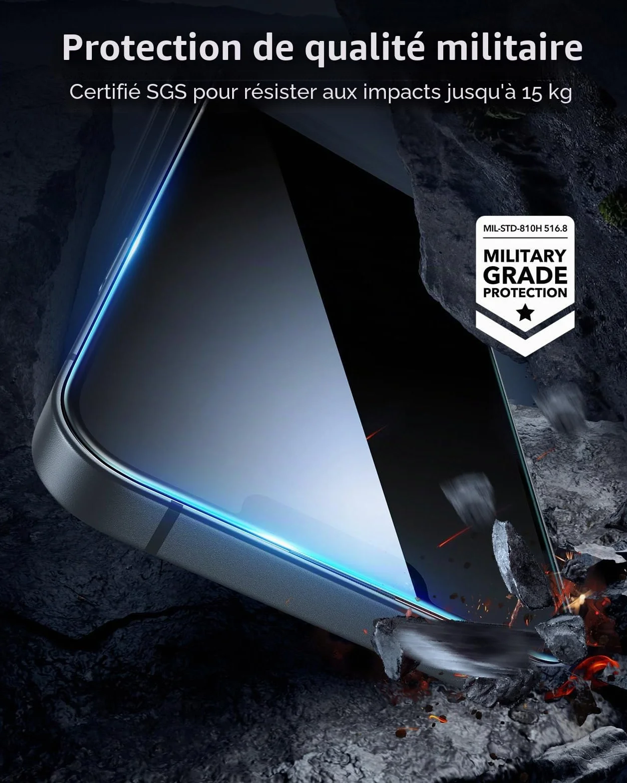 ESR 3 Pièces Verre Trempé pour iPhone 17e/iPhone 16e/iPhone 14/iPhone 13/iPhone 13 Pro, Cadre D'installation Facile, Ultra Résistant, Film Protection écran, Anti-rayures, Protection Militaire