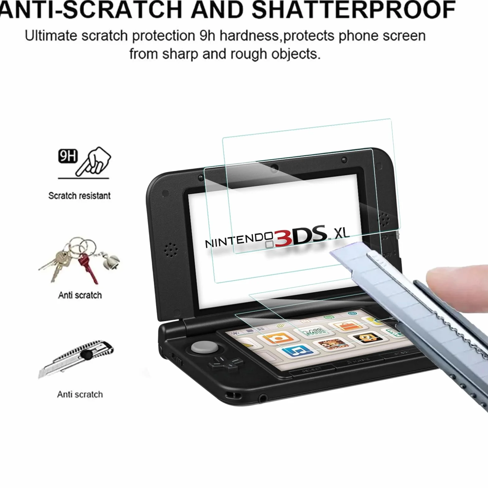 MEMELOKA Verre Trempé pour Nintendo 3DS XL/3DS LL, 2+2 Pièces 9H Dureté [Anti-Rayures][Sans Bulles][Haute Définition] Protection Écran