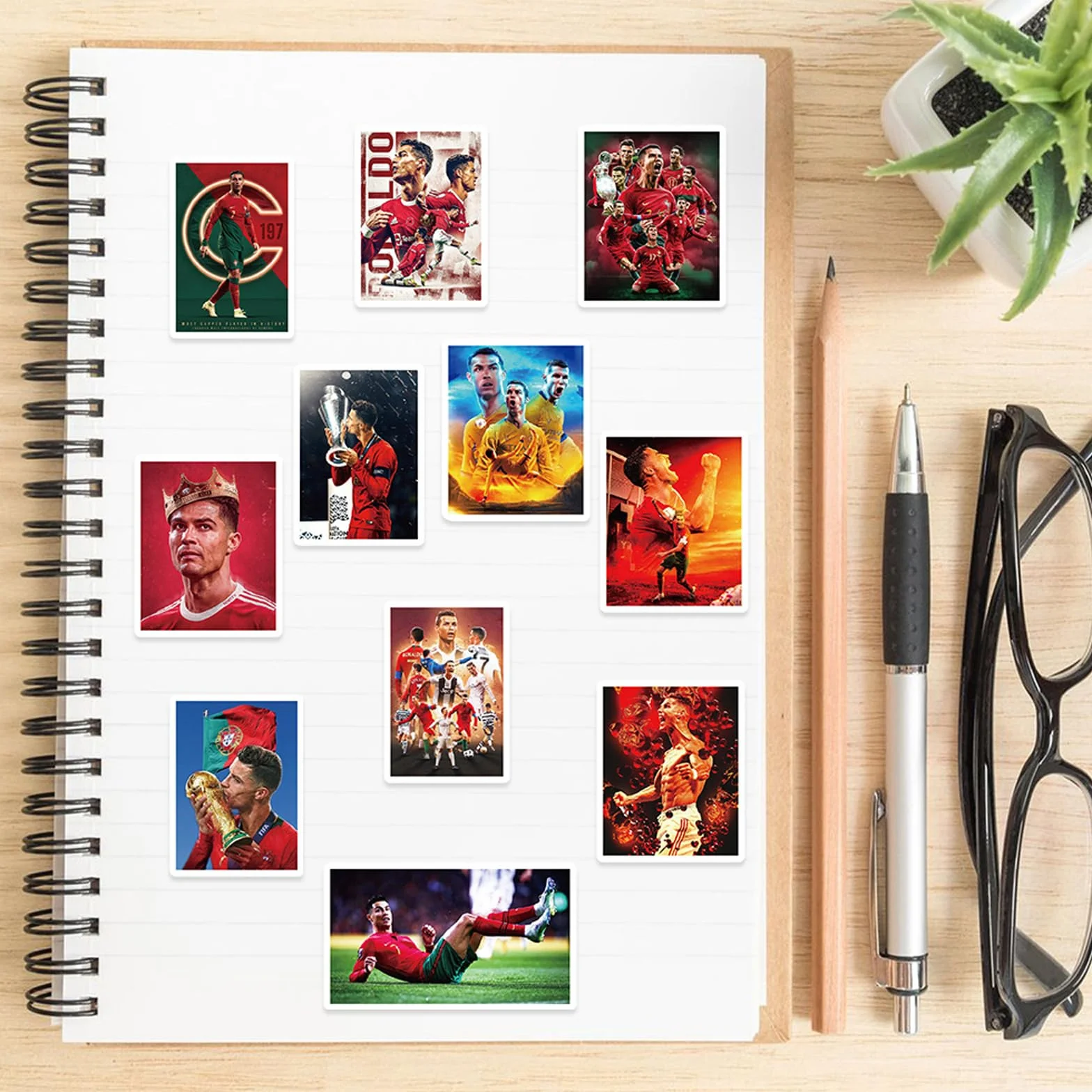 Autocollants Cristiano Ronaldo Vinyle Imperméables Lot de 50 Stickers Football