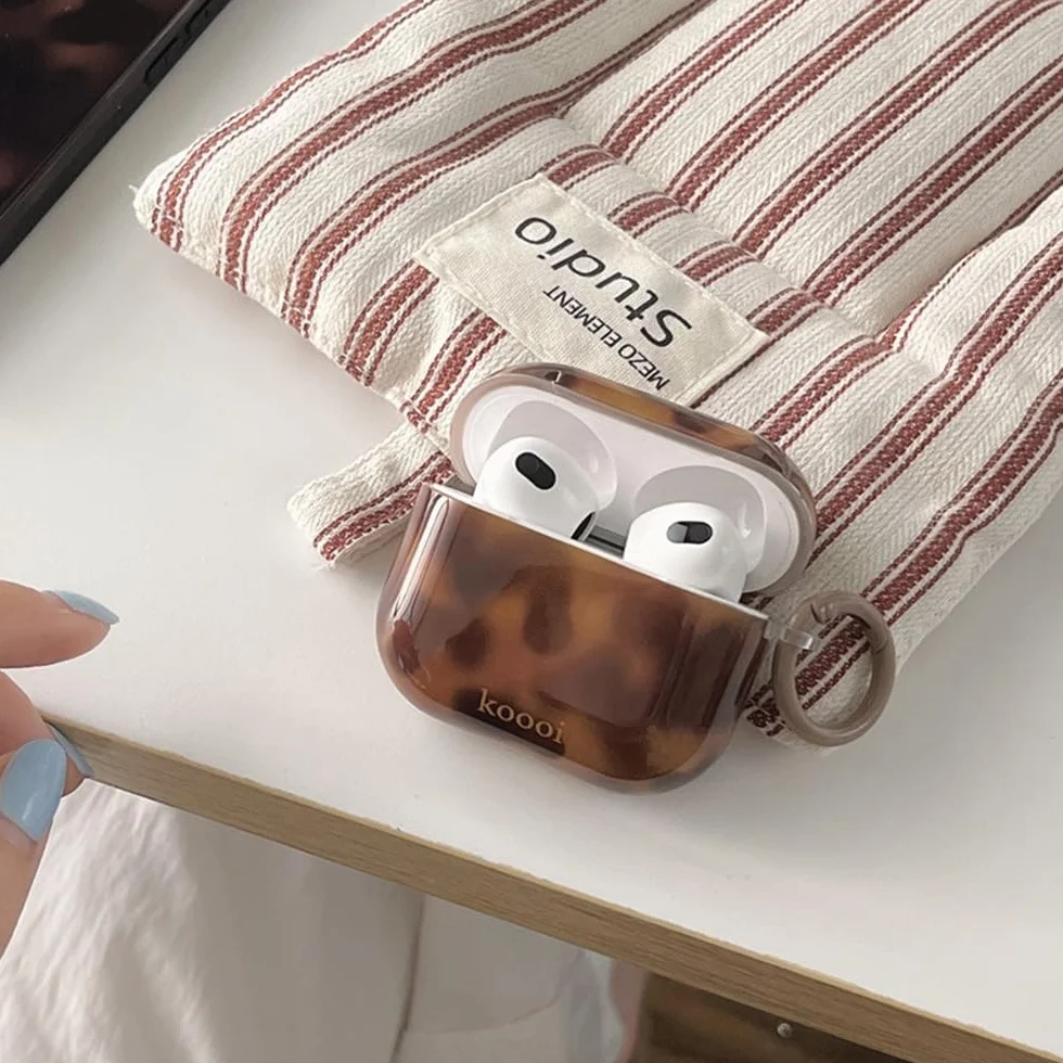 Coque AirPods 4 Génération Antichoc Kit Nettoyage Ambre Motif Brown Design Aesthetic
