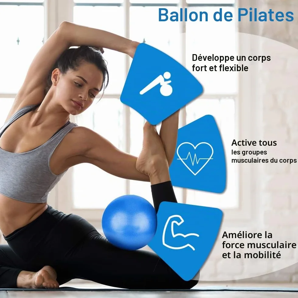 HIKPACKER Lot de 3 ballons de gymnastique et Pilates 20 cm avec paille gonflable