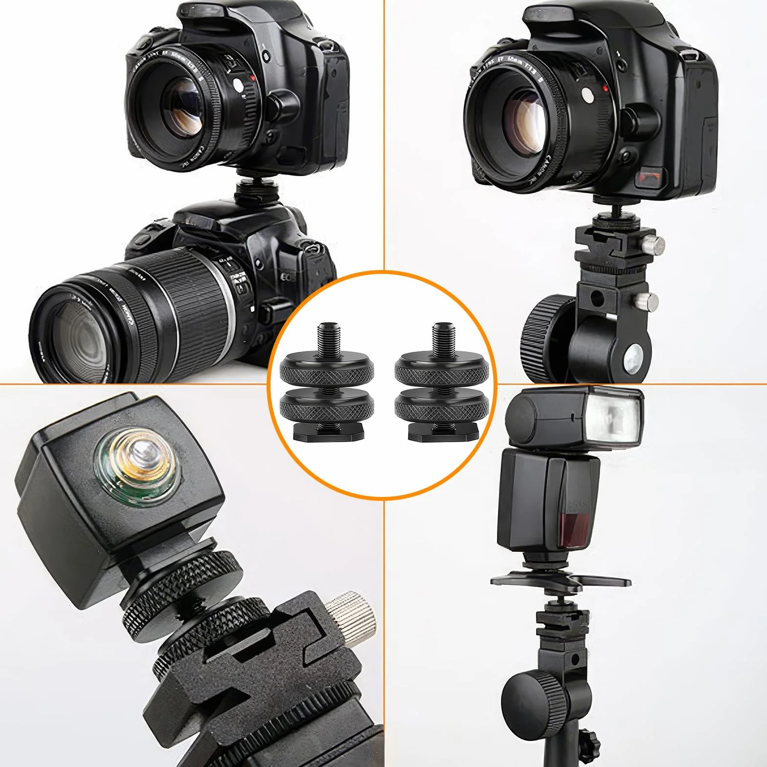3 Pièces Adaptateur Griffe Camera, Daptateur Hot Shoe, Vis d'adaptation, Filetage 1/4", Vis de trépied 1/4", pour Microphone, Flashs,Moniteur, Appareils Photo, Caméscopes