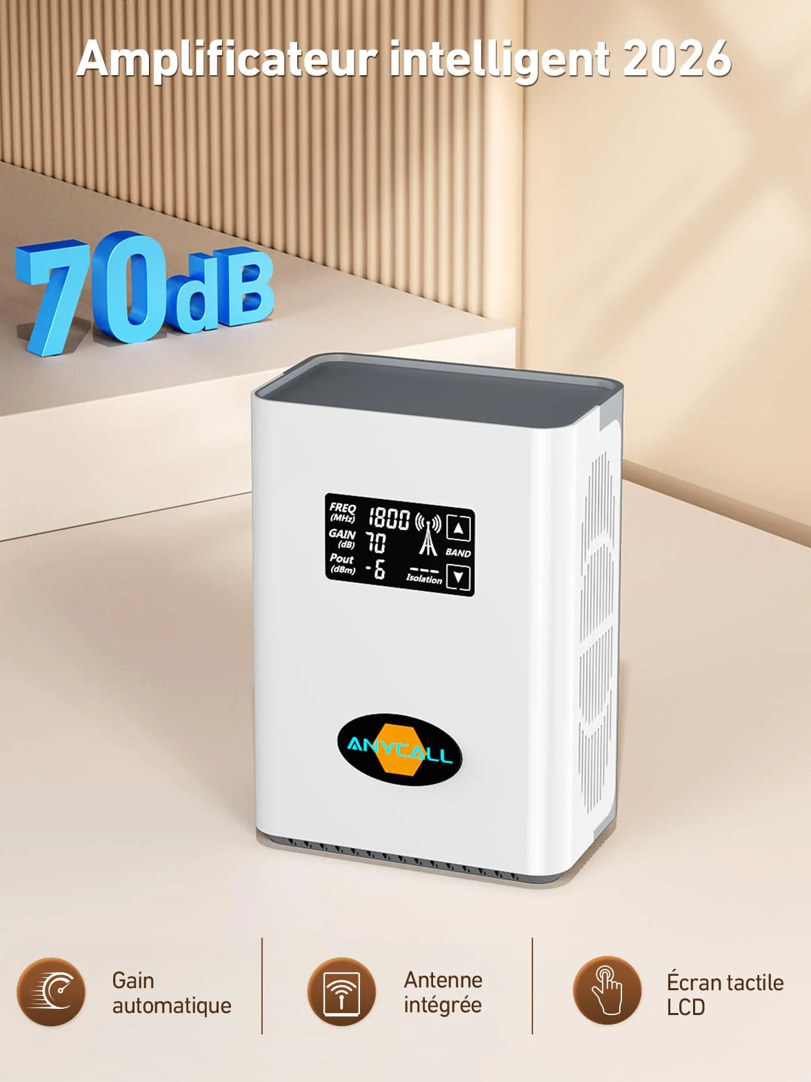 Amplificateur 5G 4G LTE 3G GSM sur la Bande 3, 7, 8 et 20 pour la Maison, pour Orange SFR Free Bouygues Télécom et Plus, Amplificateur Reseau Mobile avec Antenne Omnidirectionnelle