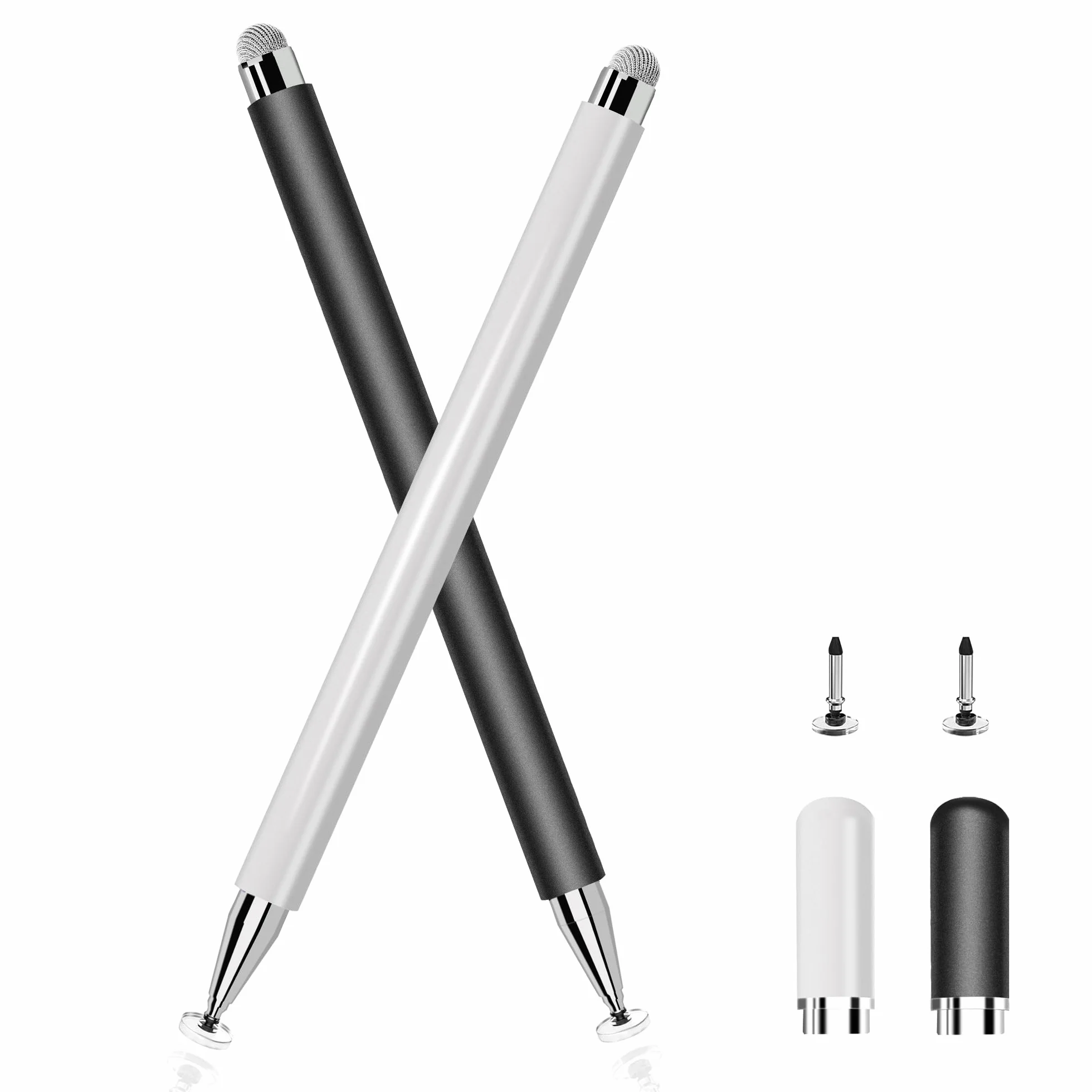 Stylet Universel Haute Précision pour Écrans Tactiles, Compatible Tablettes Smartphones Samsung Galaxy Android (Blanc/Noir)