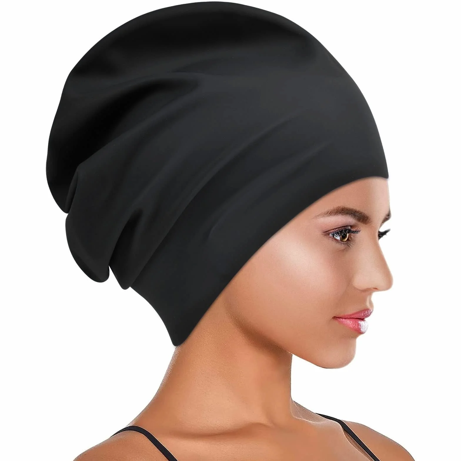 Bonnet de Bain Grand Silicone Imperméable Extra-Large pour Cheveux Longs Homme Femme