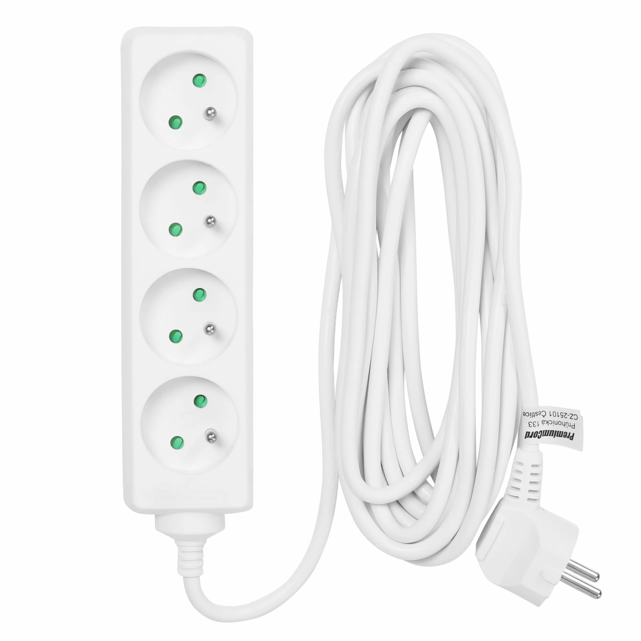 PremiumCord Multiprise 3m 4 Prises Françaises 230V Rallonge Sécurité Enfant Blanc