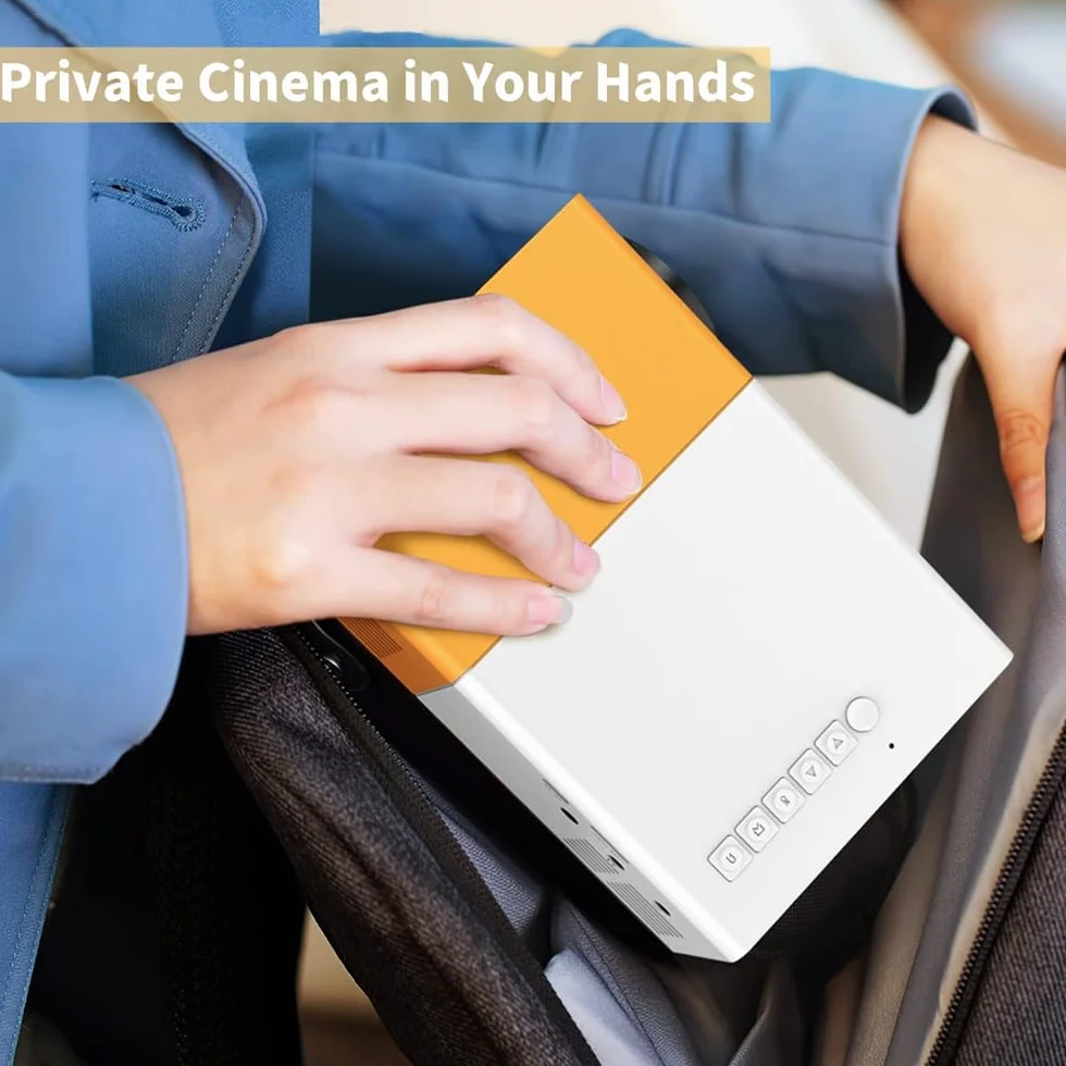 Mini Projecteur Portable 1080P Full HD avec Télécommande HDMI Audio Smartphone Tablette PC TV Stick USB AV Jaune