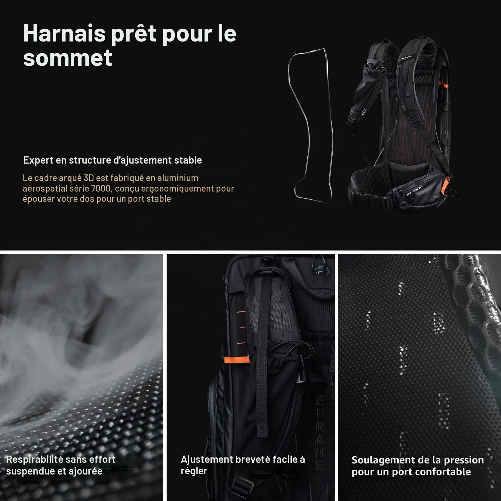 PGYTECH OnePro Focux 25L Sac à Dos, Sac Appareil Photo Compatible avec les Appareils Photo Sans Miroir et Objectifs DSLR/SLR/Ordinateur, Léger Sac Photo de Randonnée Impermeable，Noir