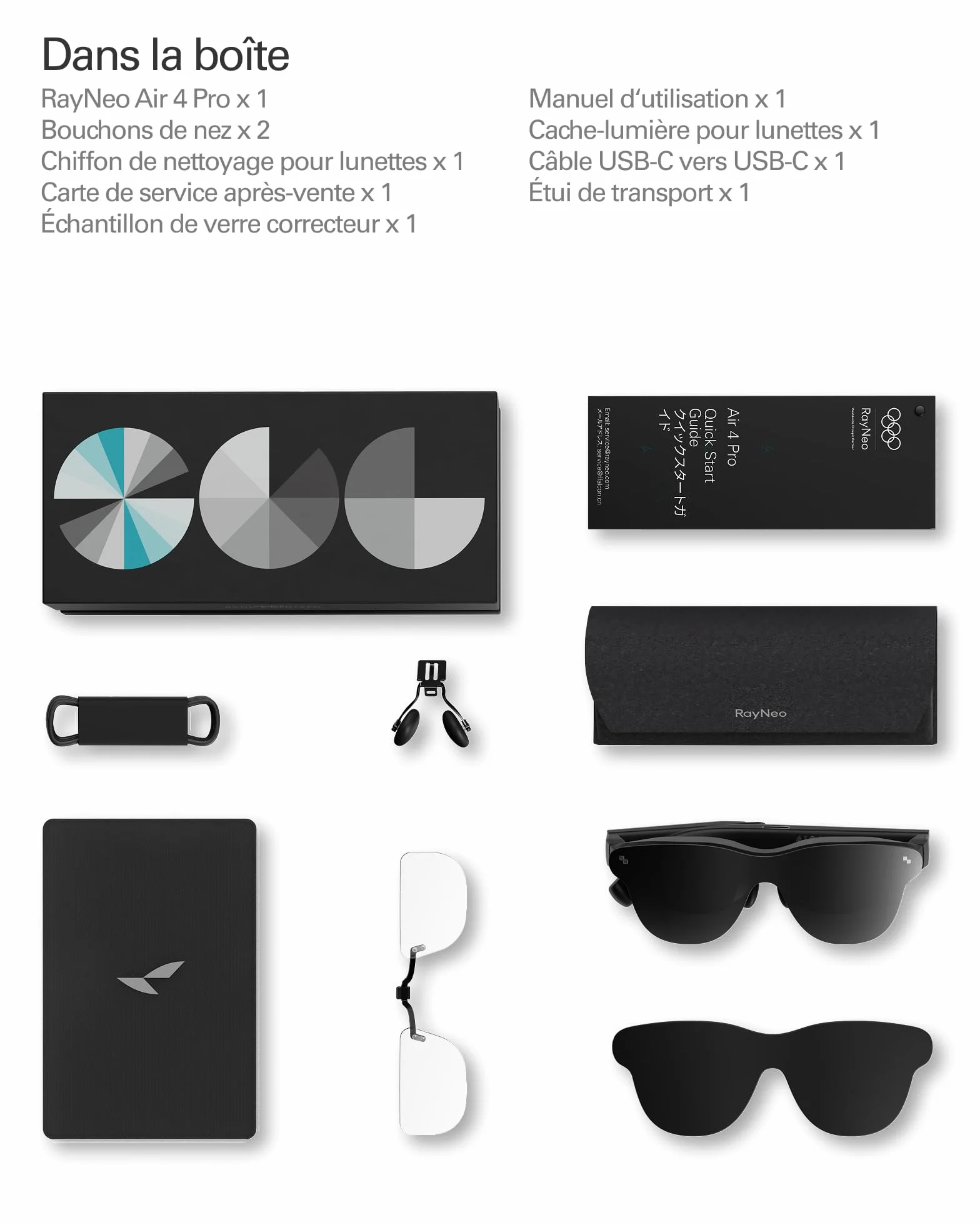 RayNeo Air 4 Pro Lunettes AR/XR, Écran HDR10, Puce Vision 4000, Cinéma Virtuel 201 Pouces, Audio par Bang & Olufsen, Lunettes 3D Films & Jeux pour iPhone 17,16,15/Android/Switch 2/Mac/Steam Deck/PS4/5