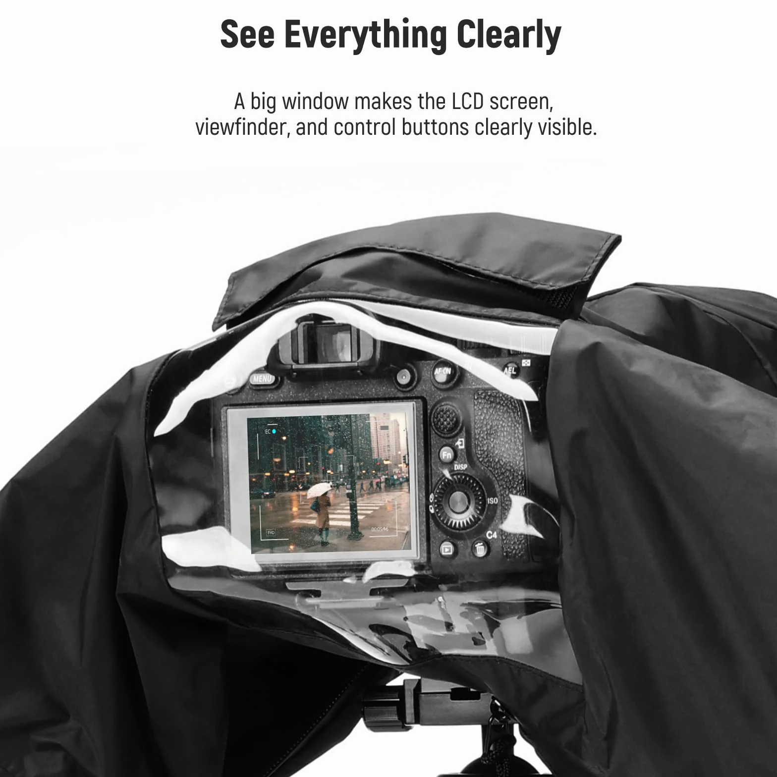 NEEWER Housse de Pluie pour Caméra, Imperméable en Nylon de Petite Taille Compatible avec Canon Sony Nikon DSLR Vlog Camera & Objectifs Jusqu'à 200mm, avec Fenêtre de visualisation, PB003
