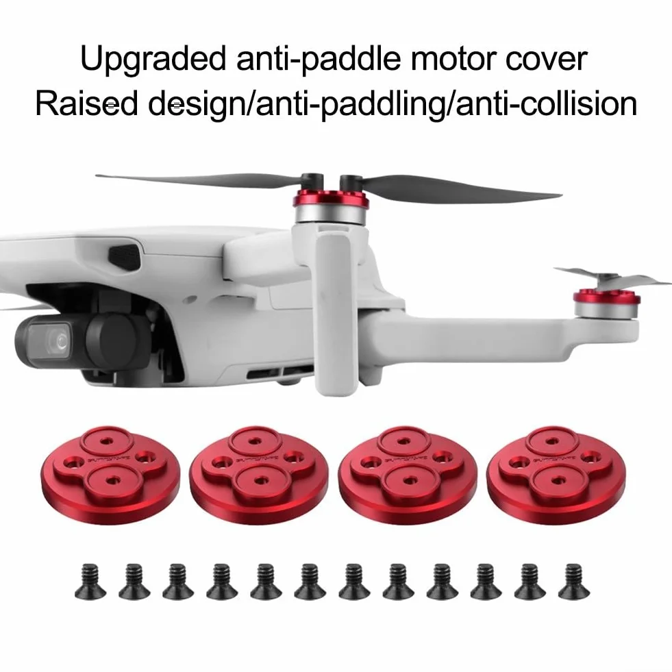 Couvercle de moteur pour DJI Mini 4 Pro, capuchon de protection en alliage d'aluminium compatible avec Mini 3 Pro SE, accessoires de protection anti-pagaie (rouge)