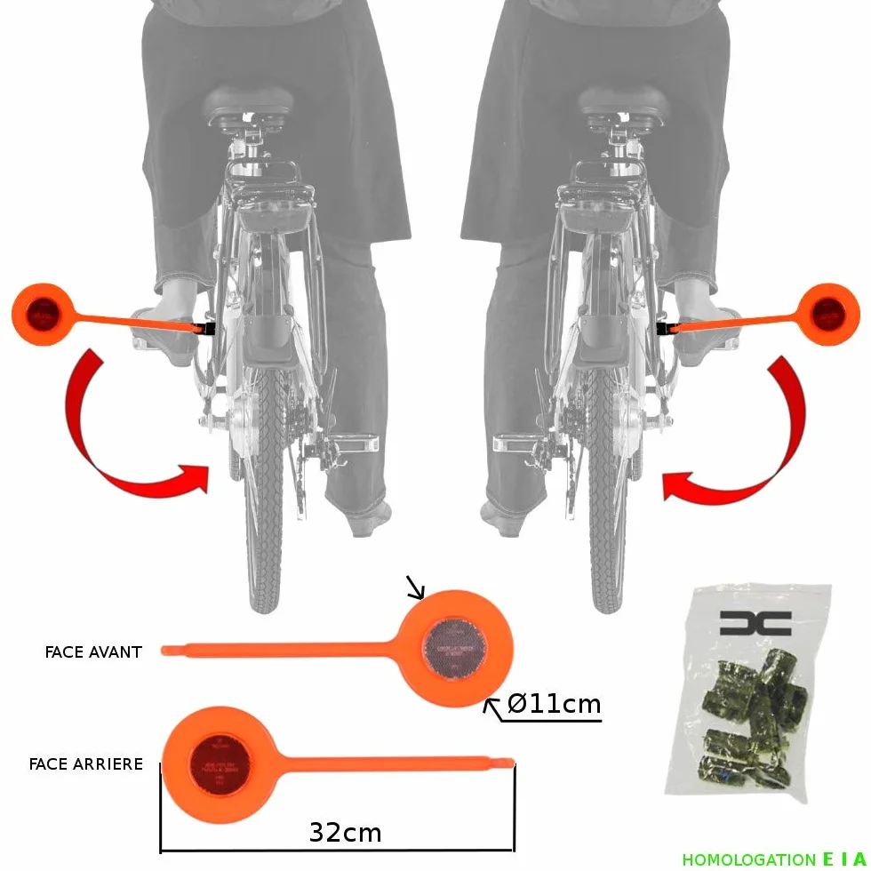 ECARTEUR DE Danger avec CATADIOPTRE REFLECHISSANT SECURITE VISIBILITE Velo Cycle Mixte Rabattable