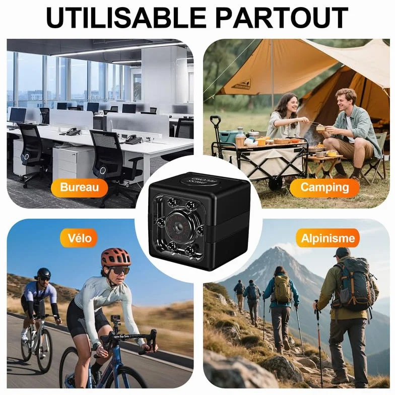 Camera Espion sans Fil 1080P-Mini Caméra Cachée Discrète avec Détection Mouvement et Vision Nocturne, Caméra Surveillance Intérieure Sans Internet ni App, Autonomie Longue Durée pour Maison Exterieur