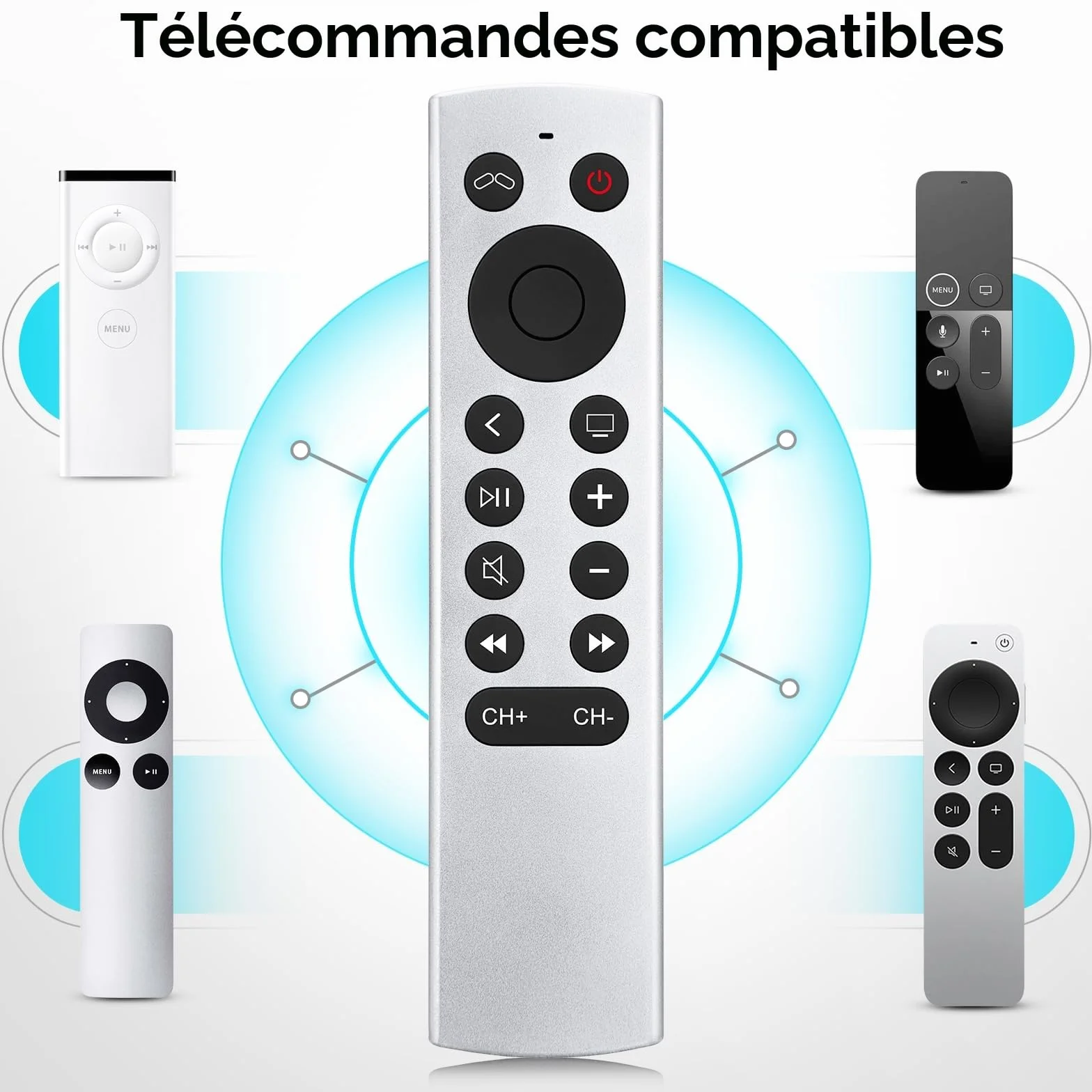 Telecommande-pour-Apple-4K-TV-Remote, Télécommande pour Apple TV 4K/HD (NO Voice & Siri)