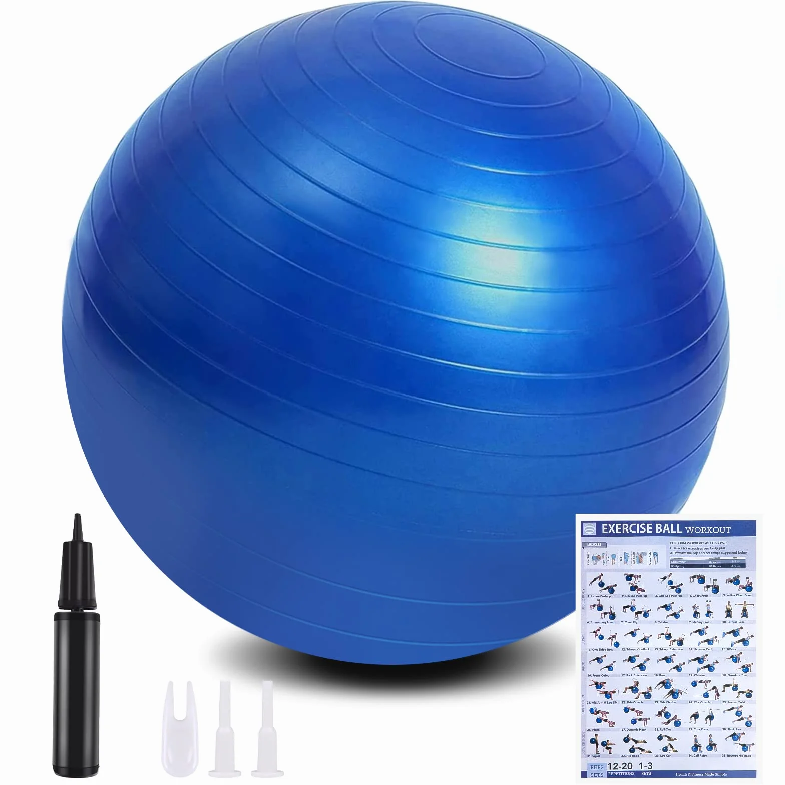 Flintronic Ballon Fitness Anti-Explosif Ultra-Épais avec Pompe Pied, Balle de Yoga 65/55cm