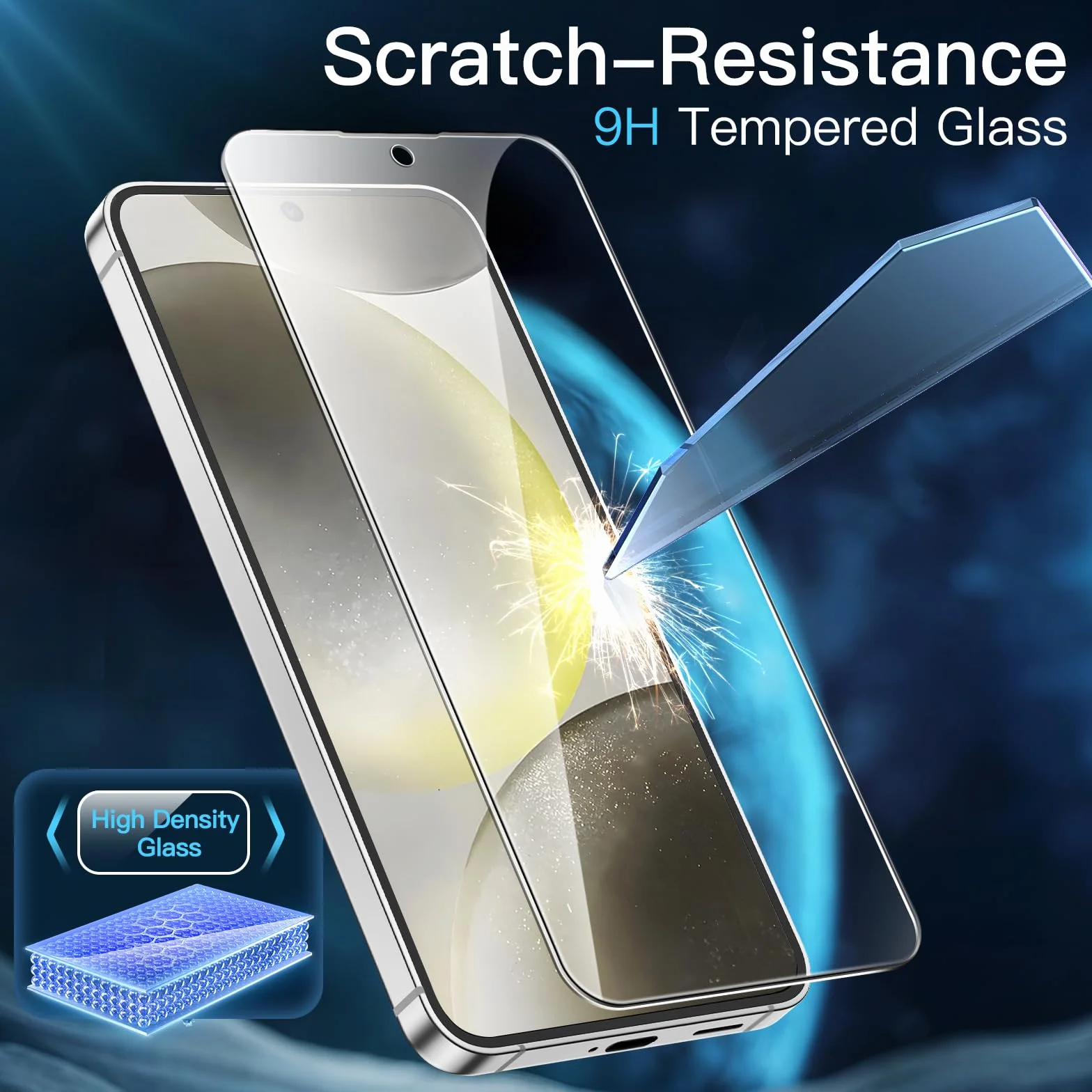 JETech Protection D'écran pour Samsung Galaxy S24 5G 6,2 Pouces, Film en Verre Trempé, Compatible Empreinte Digitale ID, HD Transparent, Lot de 3