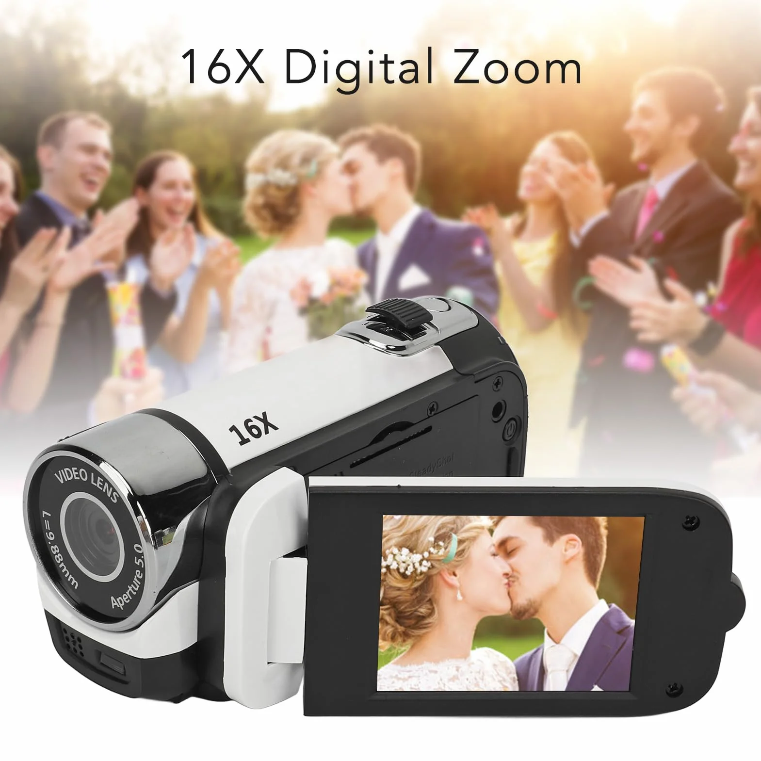 Caméra Numérique Portable 2,4 Pouces 16MP Caméscope HD 16x Zoom avec Lumière de Remplissage