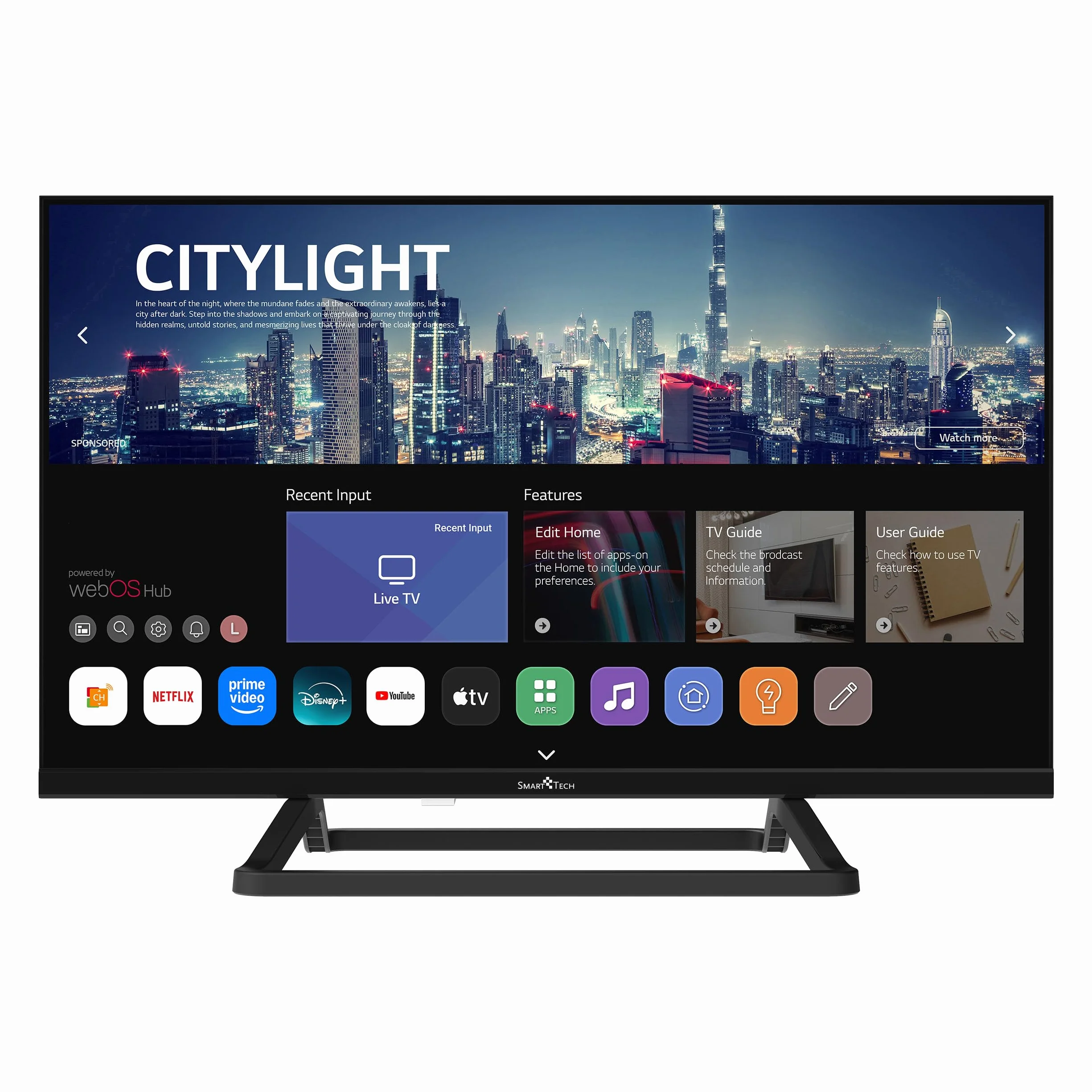 Smart Tech TV LED HD 24' (60 cm) Smart TV Web OS-24HW01V3- Netflix, Prime Video, Youtube 3xHDMI - 2xUSB -Dolby Audio