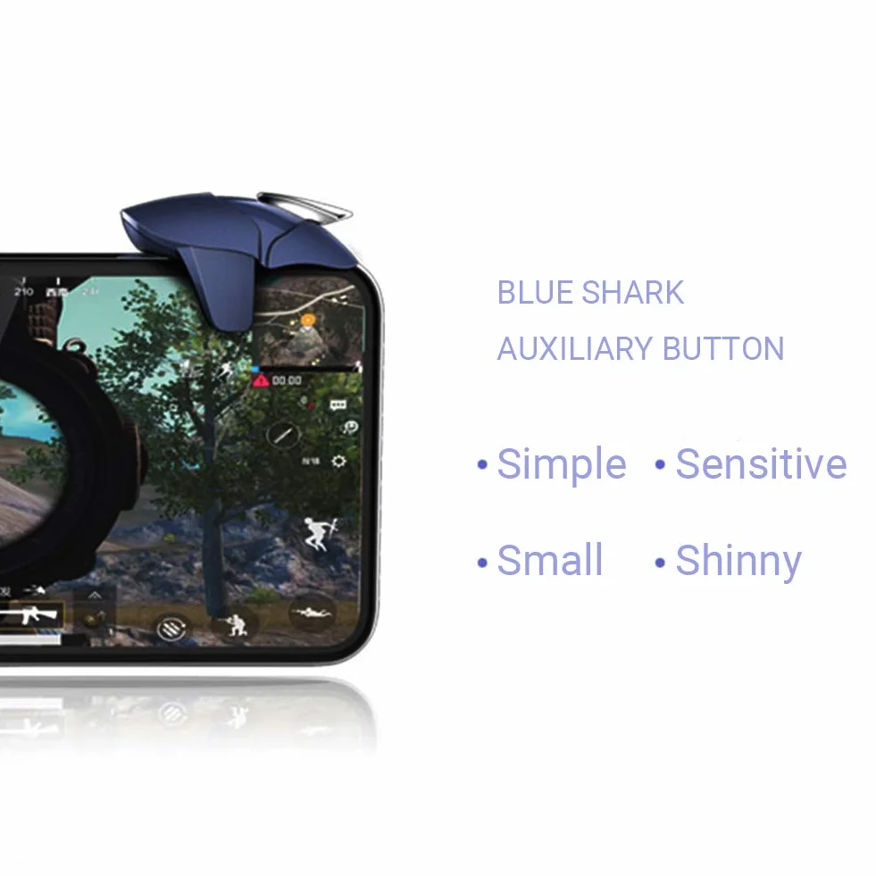 Contrôleur de Jeu Gachette Mobile L1R1 Déclencheur Trigger Tirer Telephone Portable Mobile Gamepad Joystick Universel pour PUBG Android et iOS, Requin Bleu