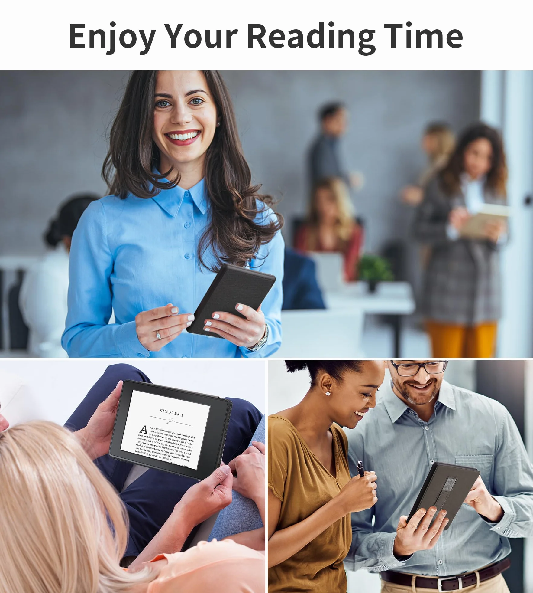 Étui à Rabat magnétique Compatible avec Kindle Paperwhite 2012-2017 (7e/6e/5e génération, numéro de modèle : EY21, DP75SDI) avec dragonne et Fonction Veille/réveil Automatique, Noir