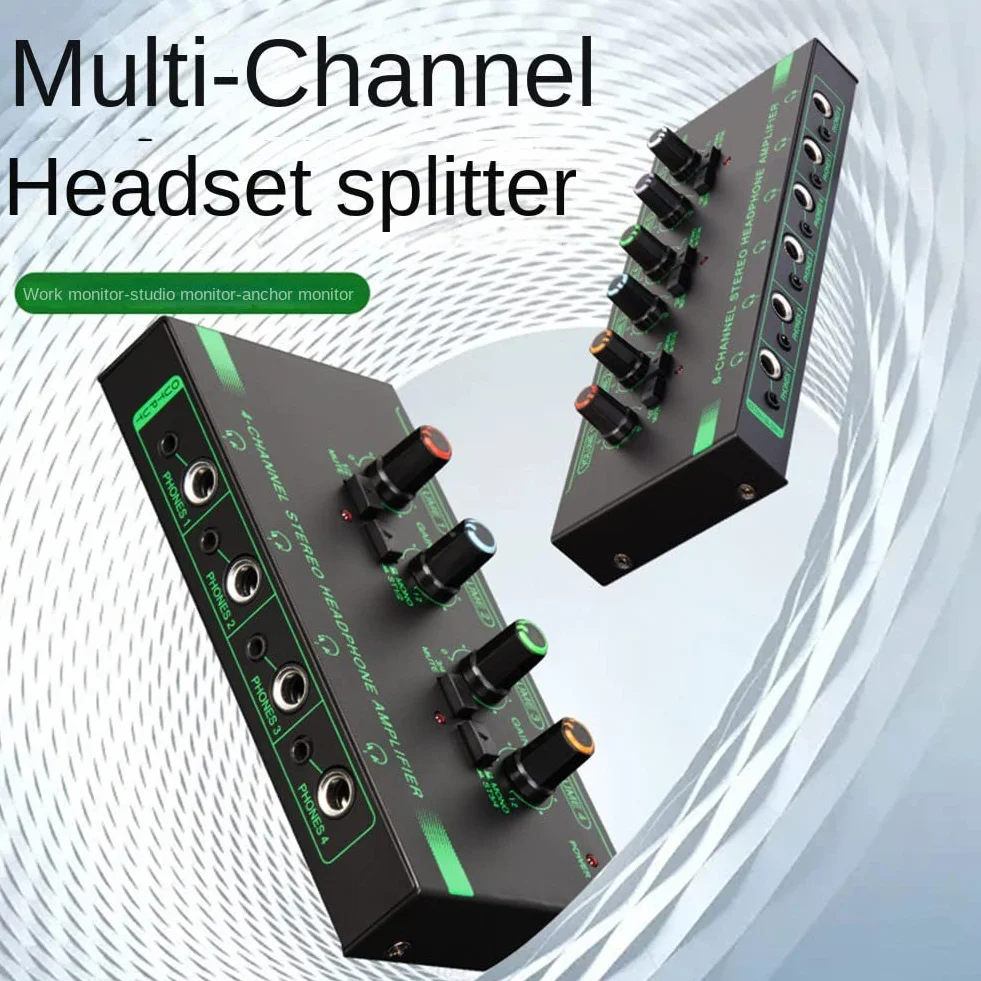 6 Canaux Mini Amplificateur Casque HA400 Amplificateur Audio StéRéO Ultra-Compact Ampli éCouteurs pour la Musique